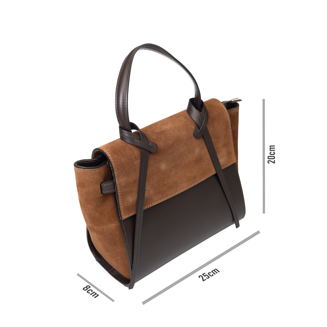 Women's bag made of genuine leather, dark brown Erika