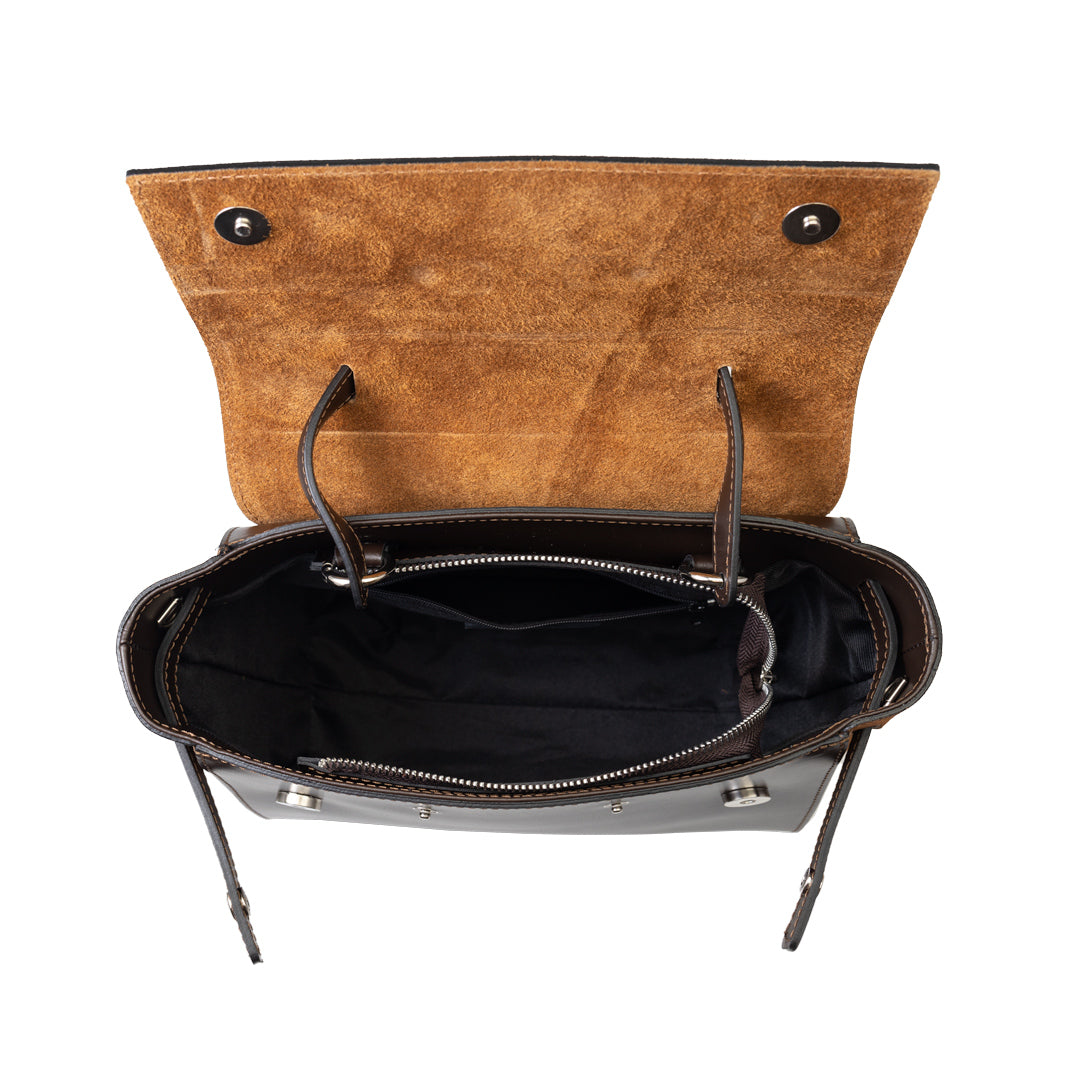 Women's bag made of genuine leather, dark brown Erika