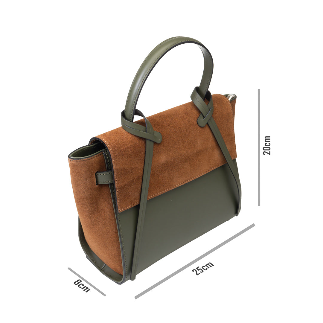 Women's bag made of brown-green genuine leather Armi Erika