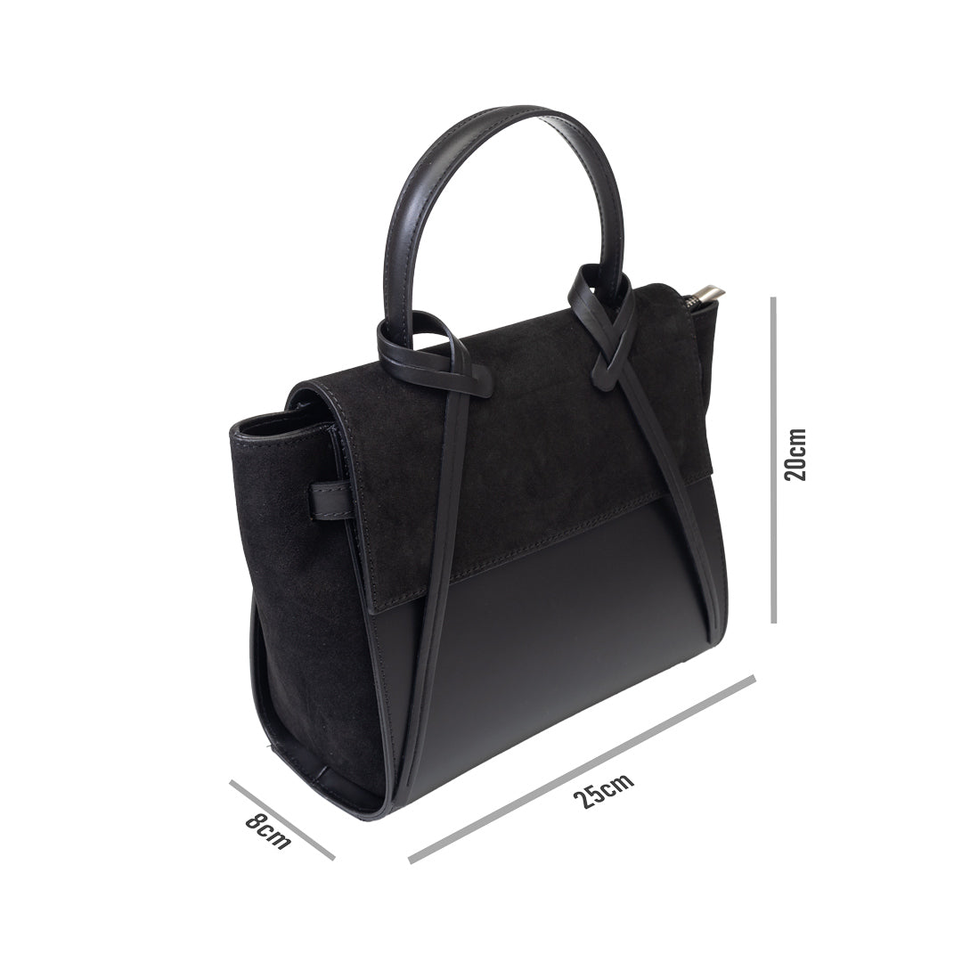Women's bag made of natural black suede leather Erika