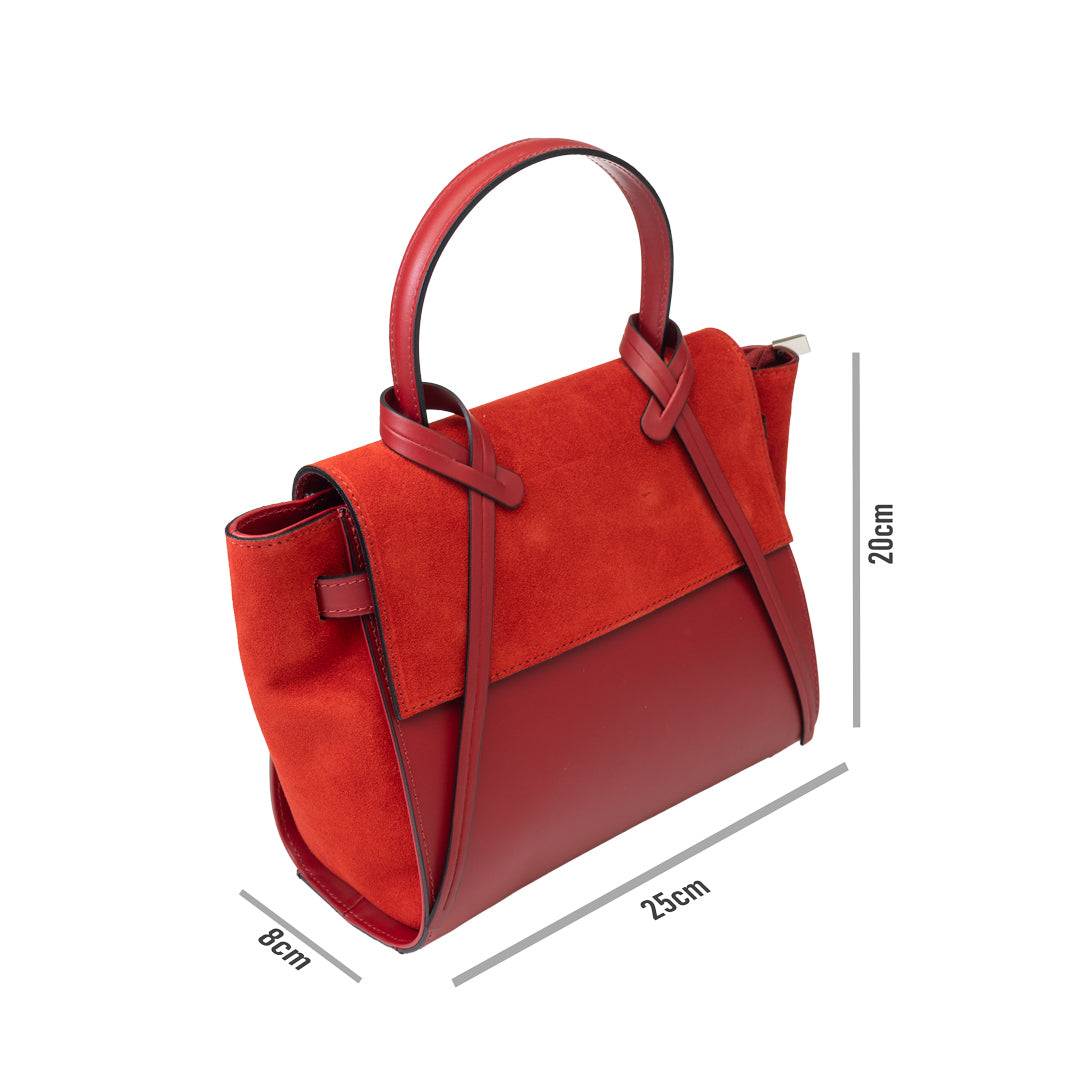 Women's bag made of natural red suede leather Erika