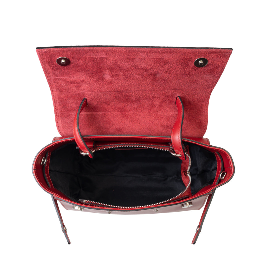 Women's bag made of natural red suede leather Erika