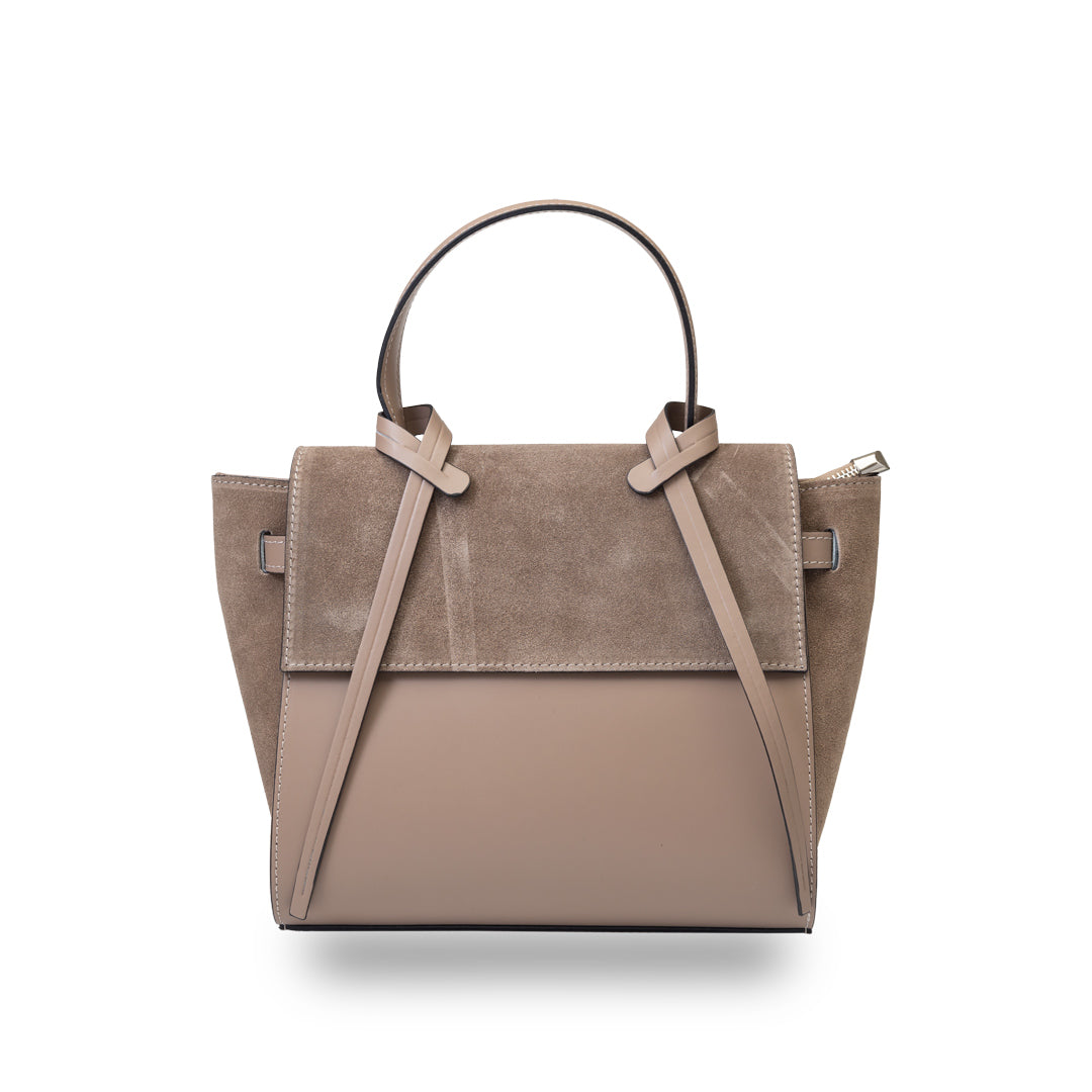 Women's bag made of natural suede, dark taupe Erika