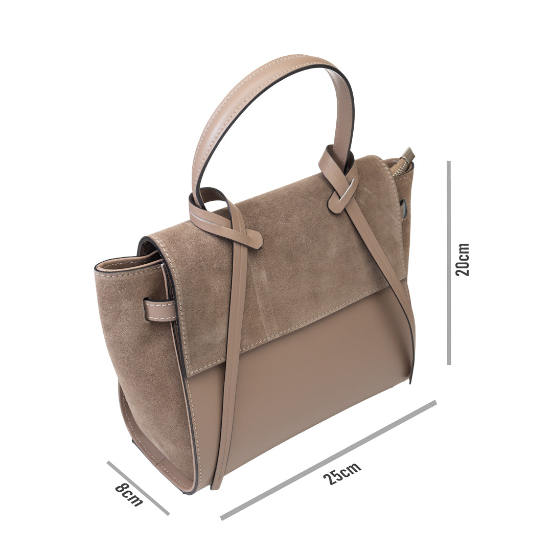 Women's bag made of natural suede, dark taupe Erika