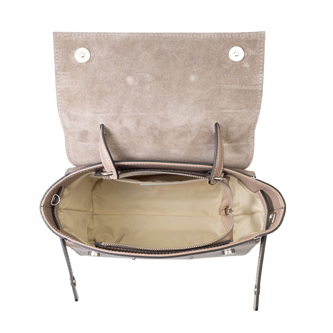 Women's bag made of natural suede, dark taupe Erika