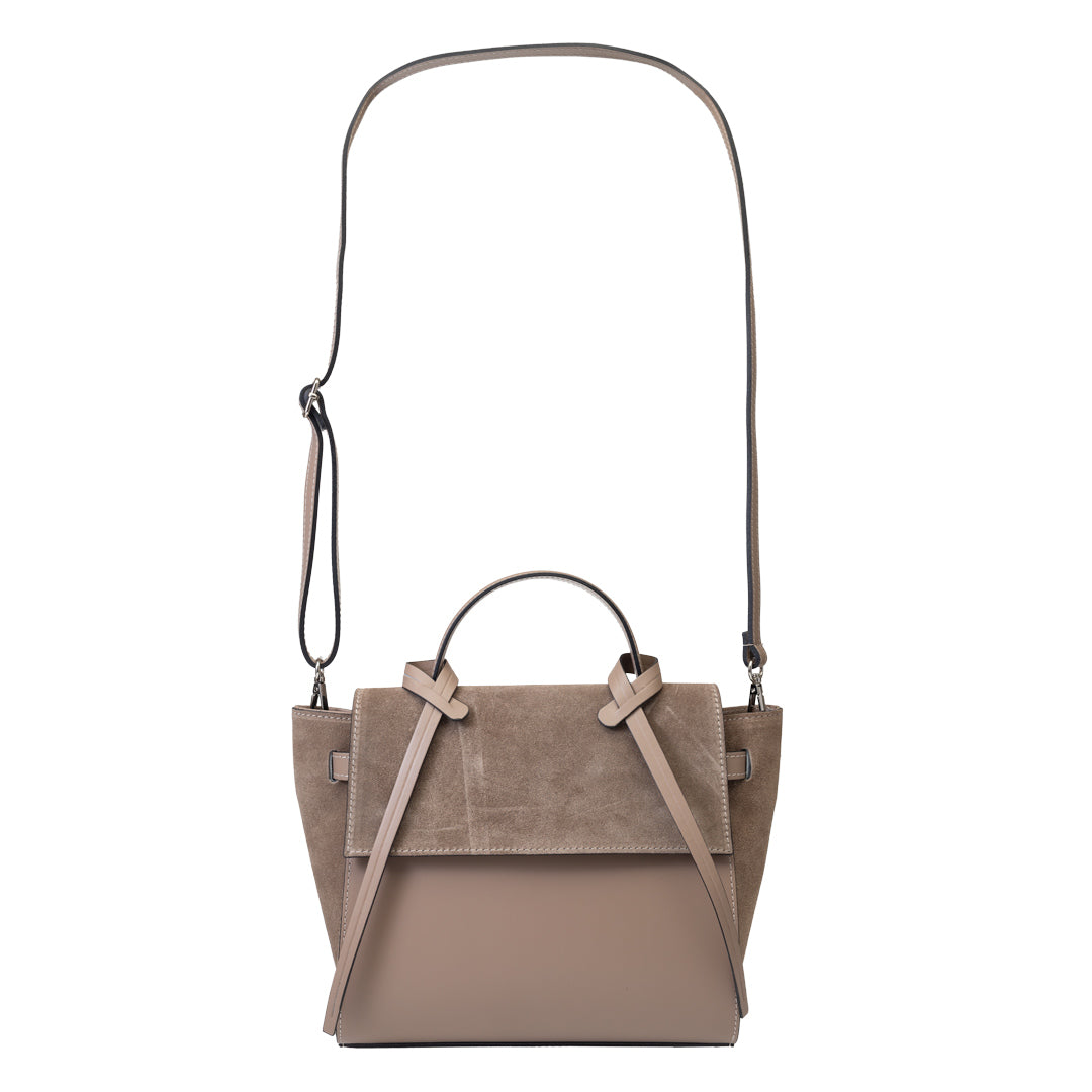 Women's bag made of natural suede, dark taupe Erika