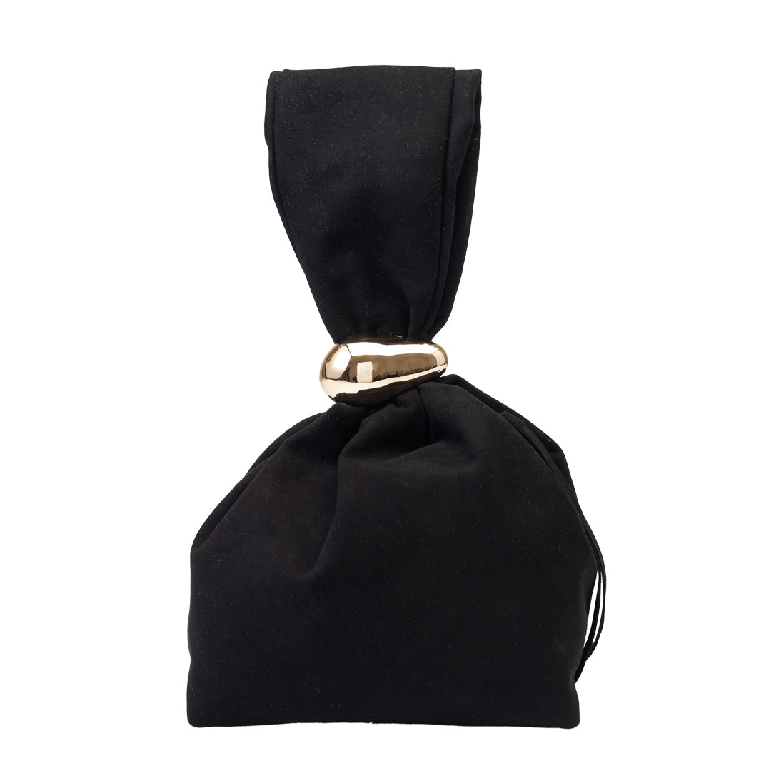 Women's bag made of natural suede leather, black Eliza