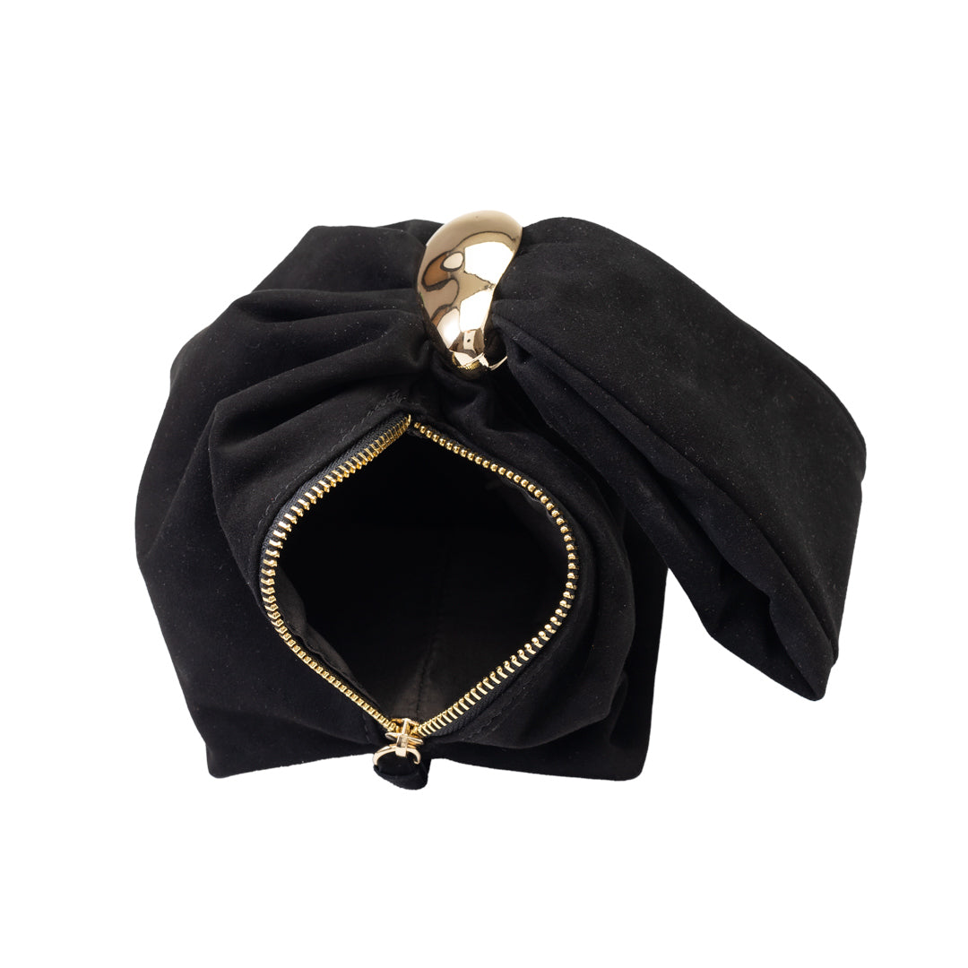 Women's bag made of natural suede leather, black Eliza