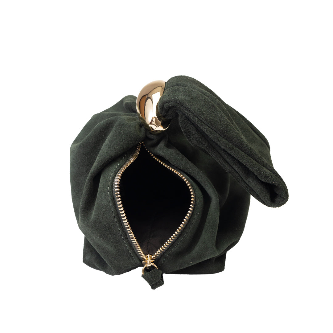 Women's bag made of natural suede, green Eliza