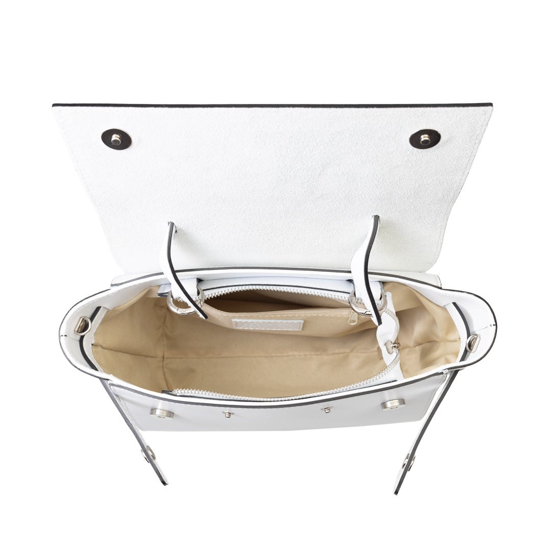 Women's bag made of white genuine leather Erika