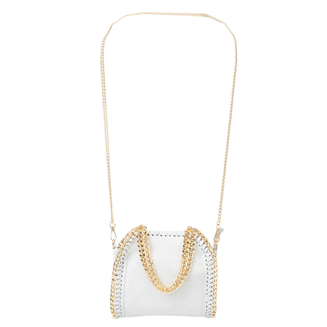 Women's bag made of white genuine leather Ilona