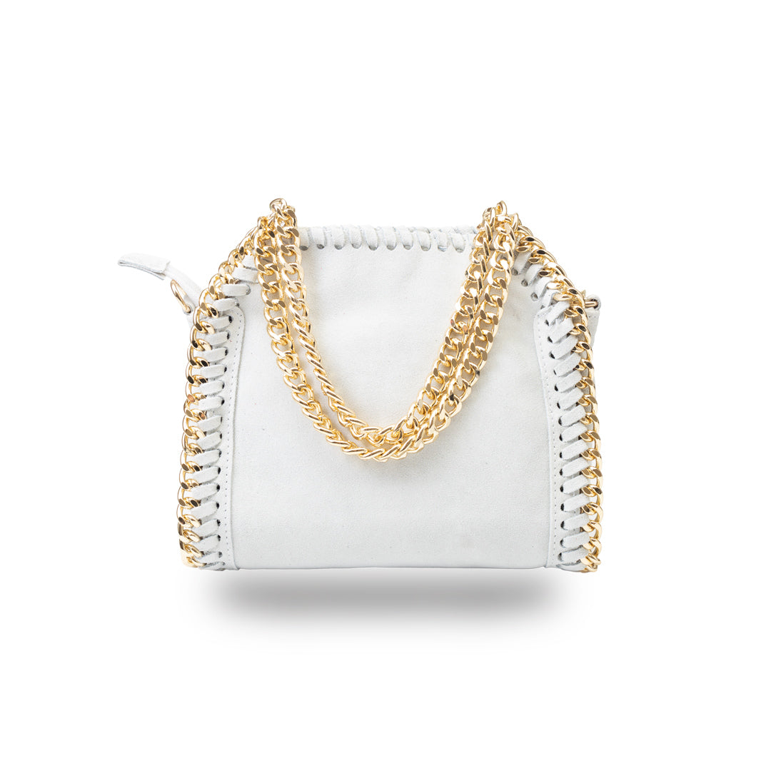 Women's bag made of white genuine leather Ilona
