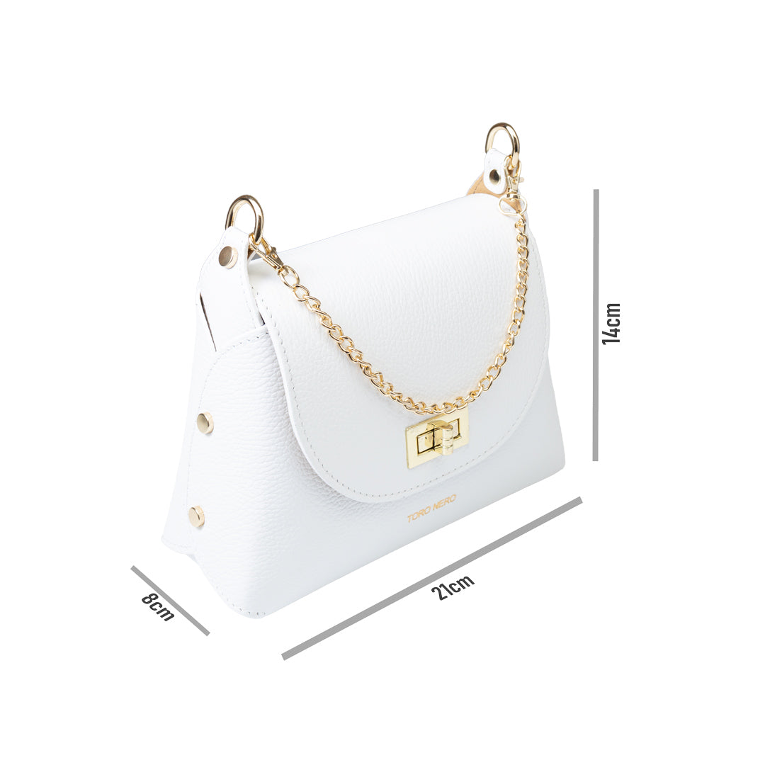 Women's bag made of white genuine leather Raisa