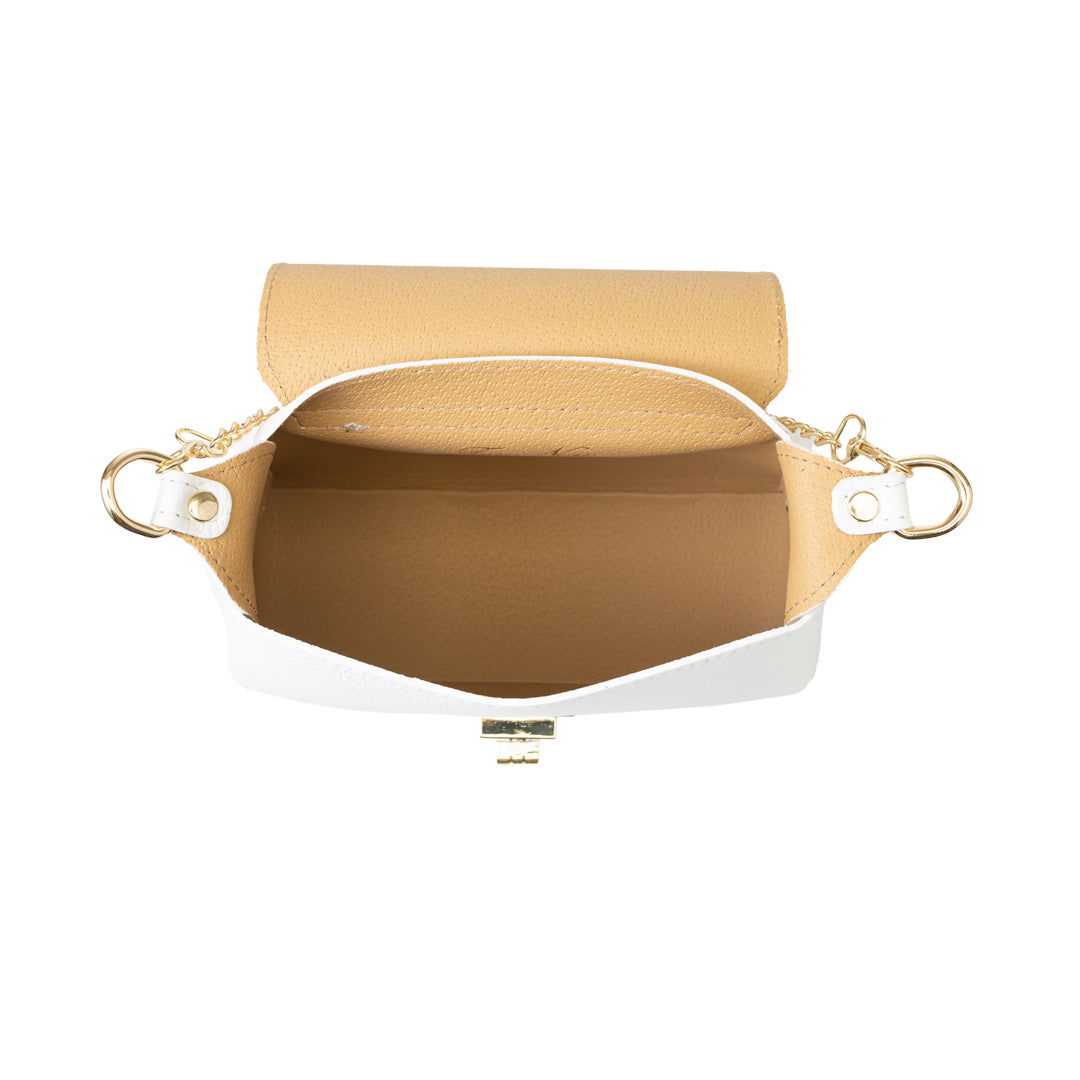 Women's bag made of white genuine leather Raisa