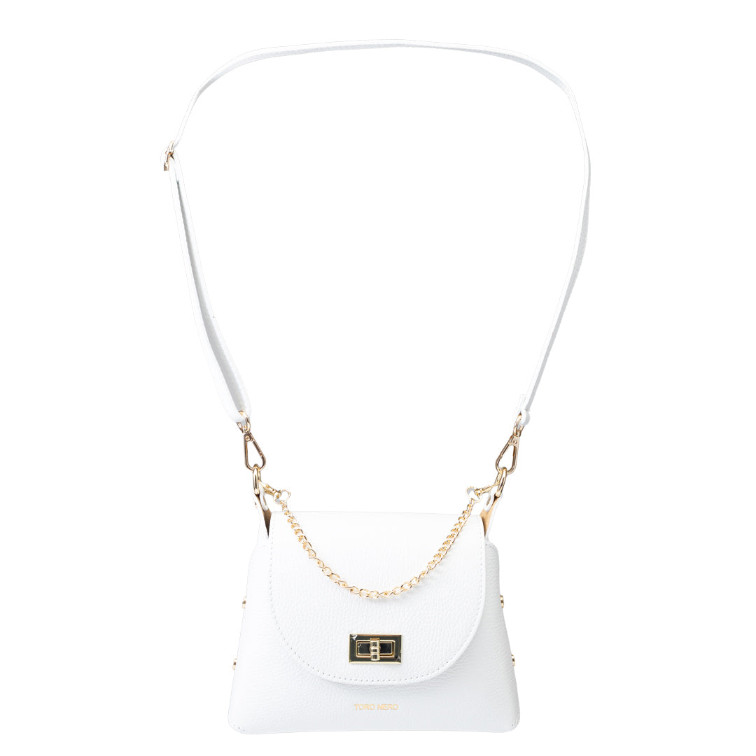 Women's bag made of white genuine leather Raisa