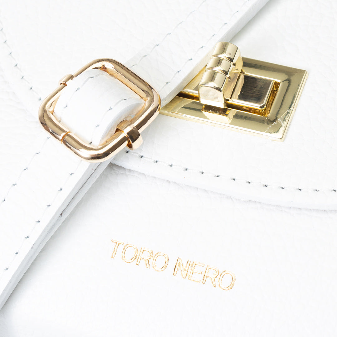 Women's bag made of white genuine leather Raisa