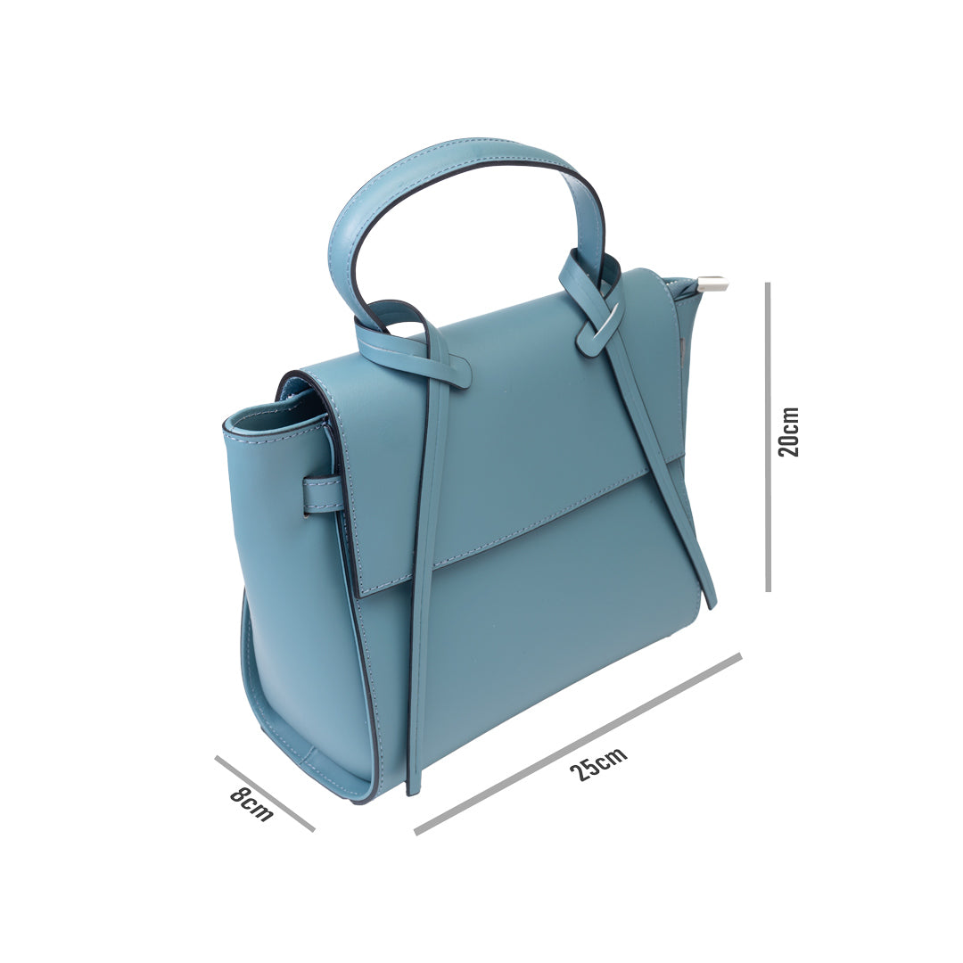 Women's bag made of natural leather, blue Erika
