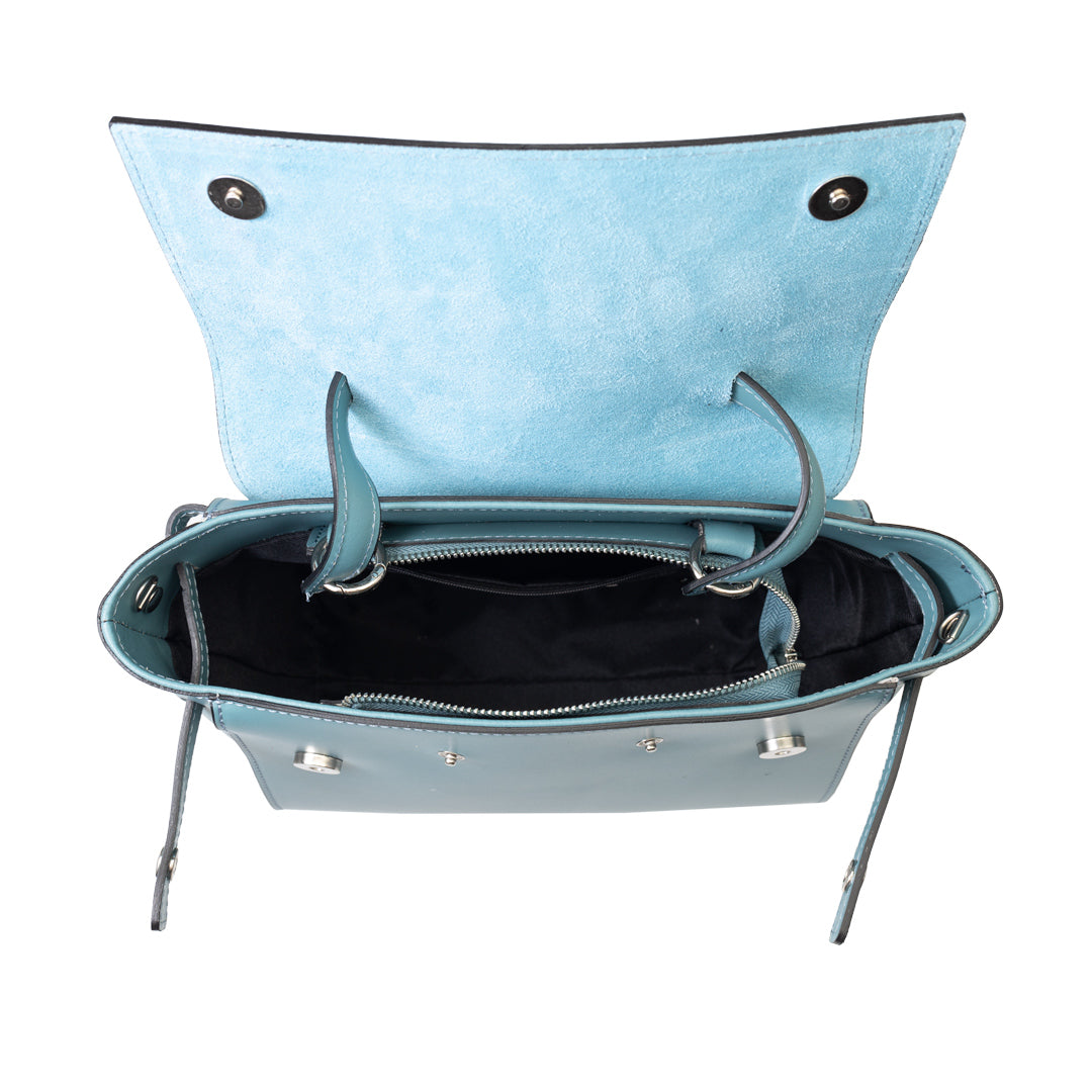 Women's bag made of natural leather, blue Erika