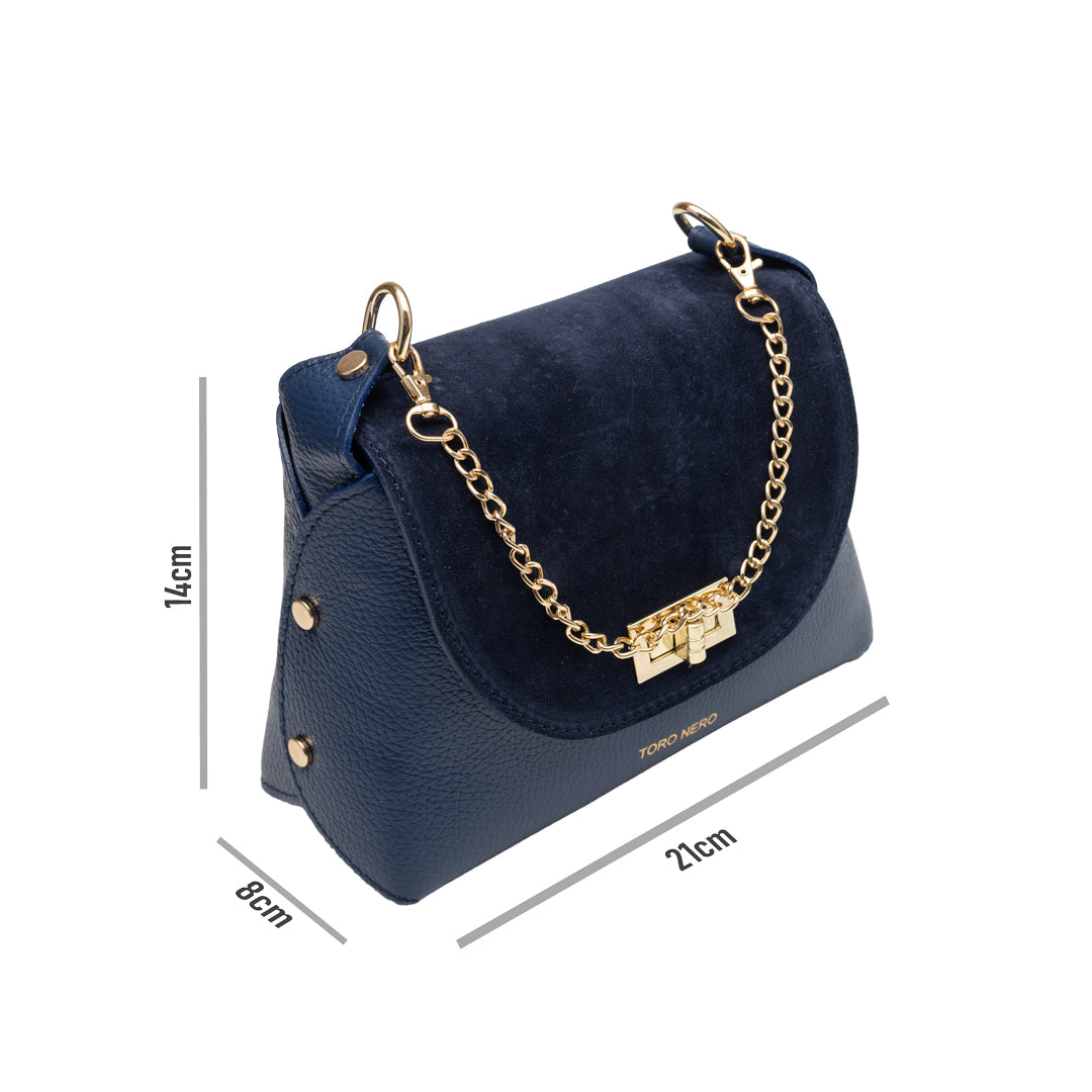 Women's bag made of natural suede leather, blue Raisa