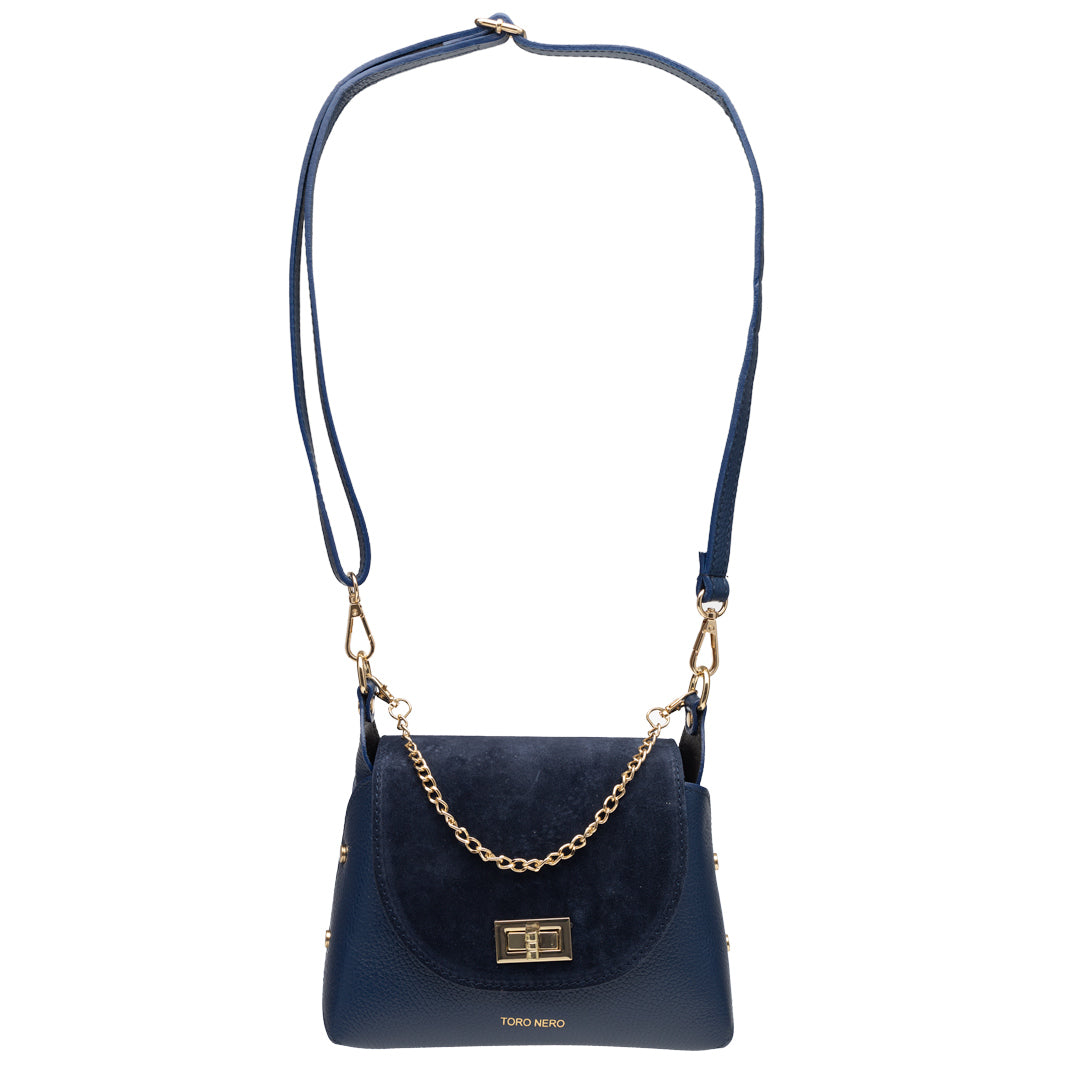 Women's bag made of natural suede leather, blue Raisa