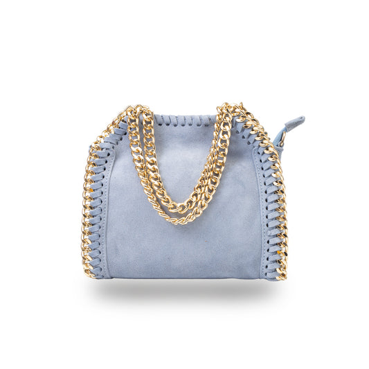 Women's bag made of light blue genuine leather Ilona