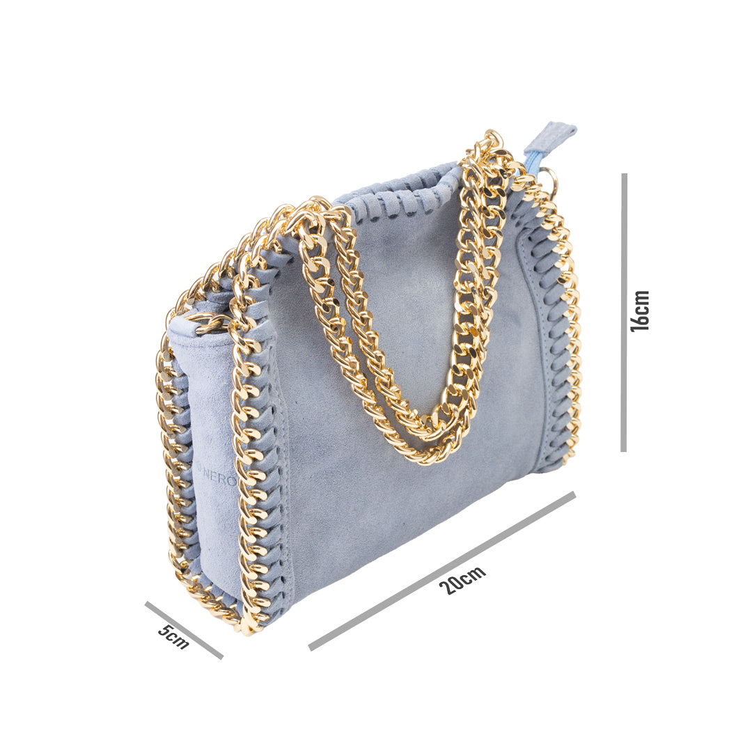 Women's bag made of light blue genuine leather Ilona