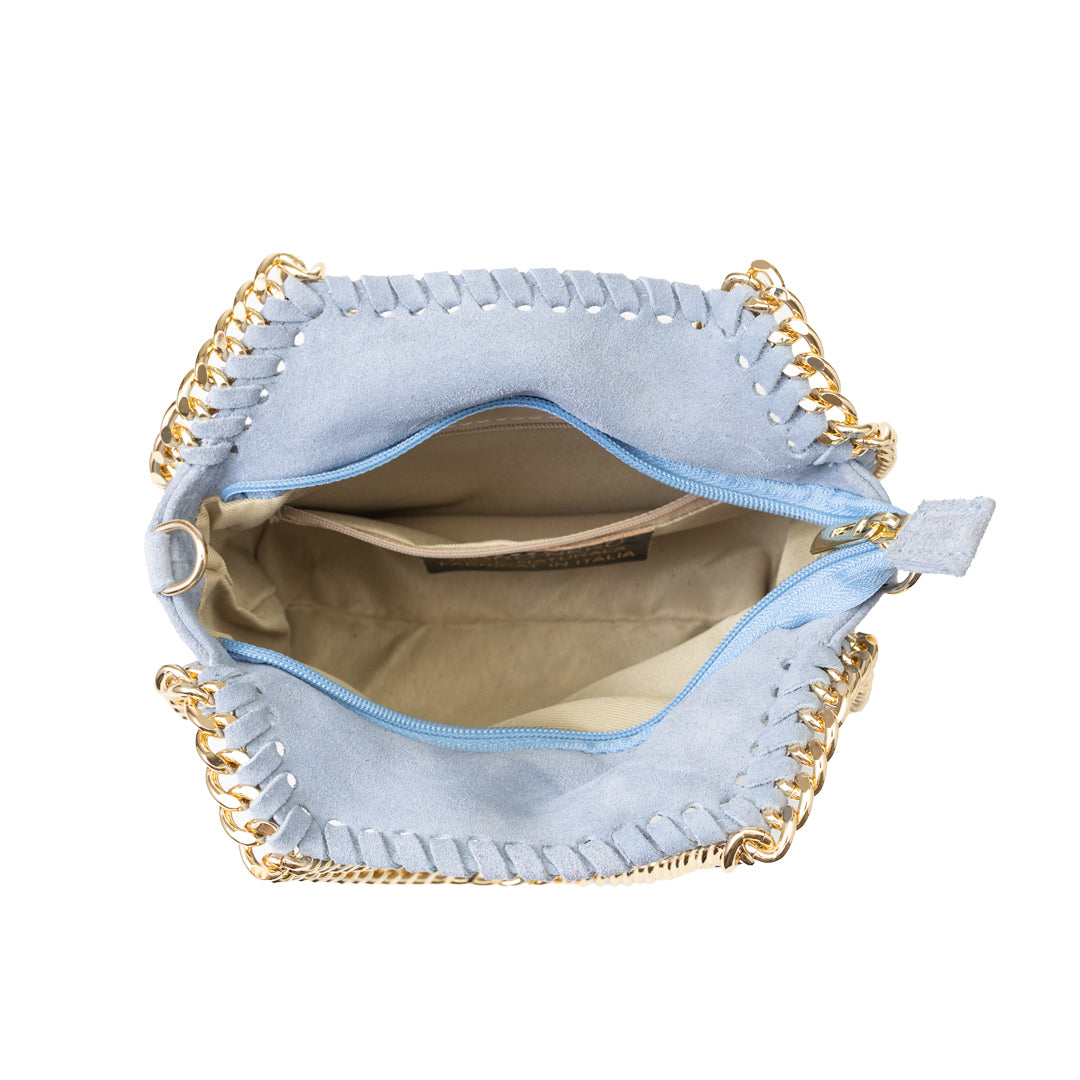 Women's bag made of light blue genuine leather Ilona