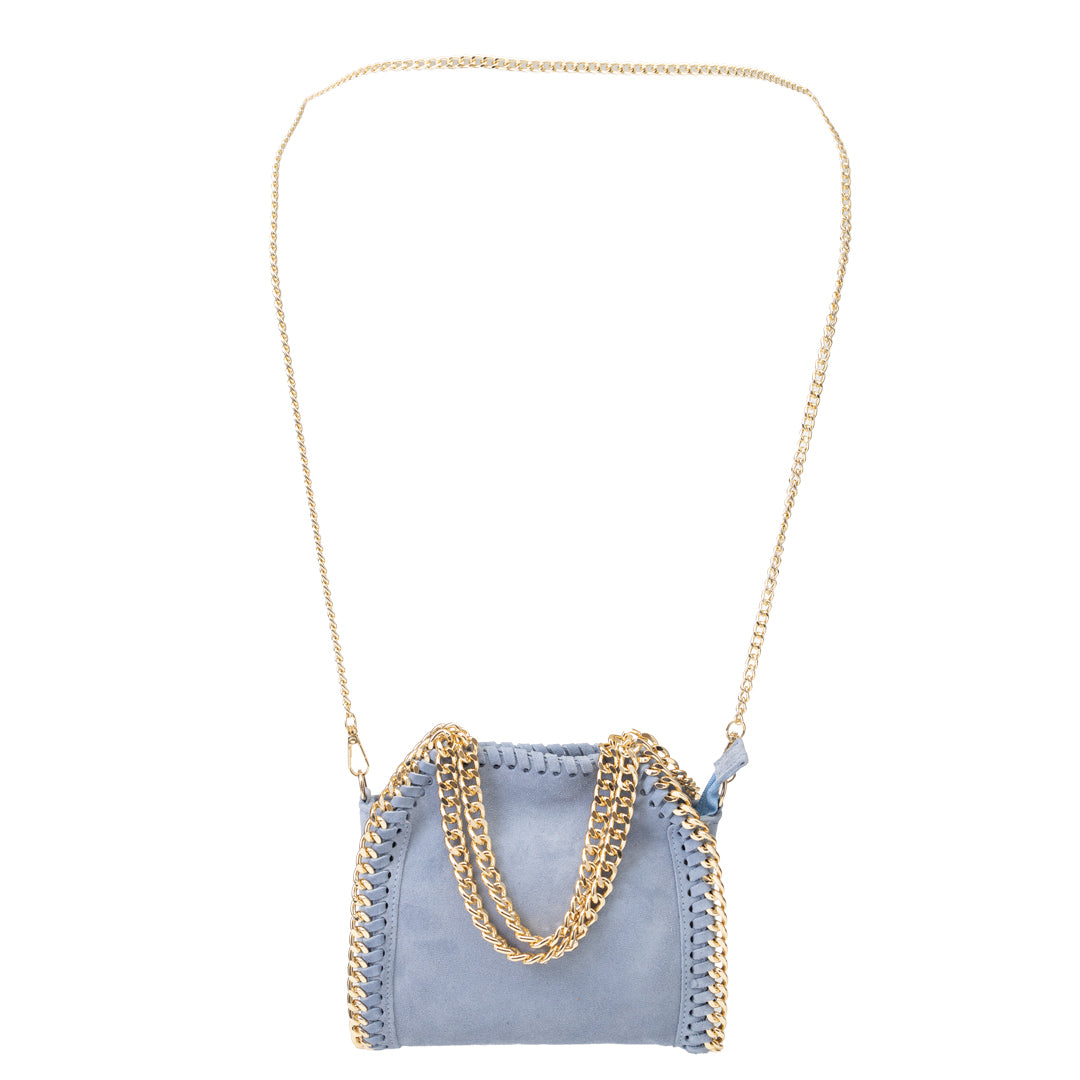 Women's bag made of light blue genuine leather Ilona