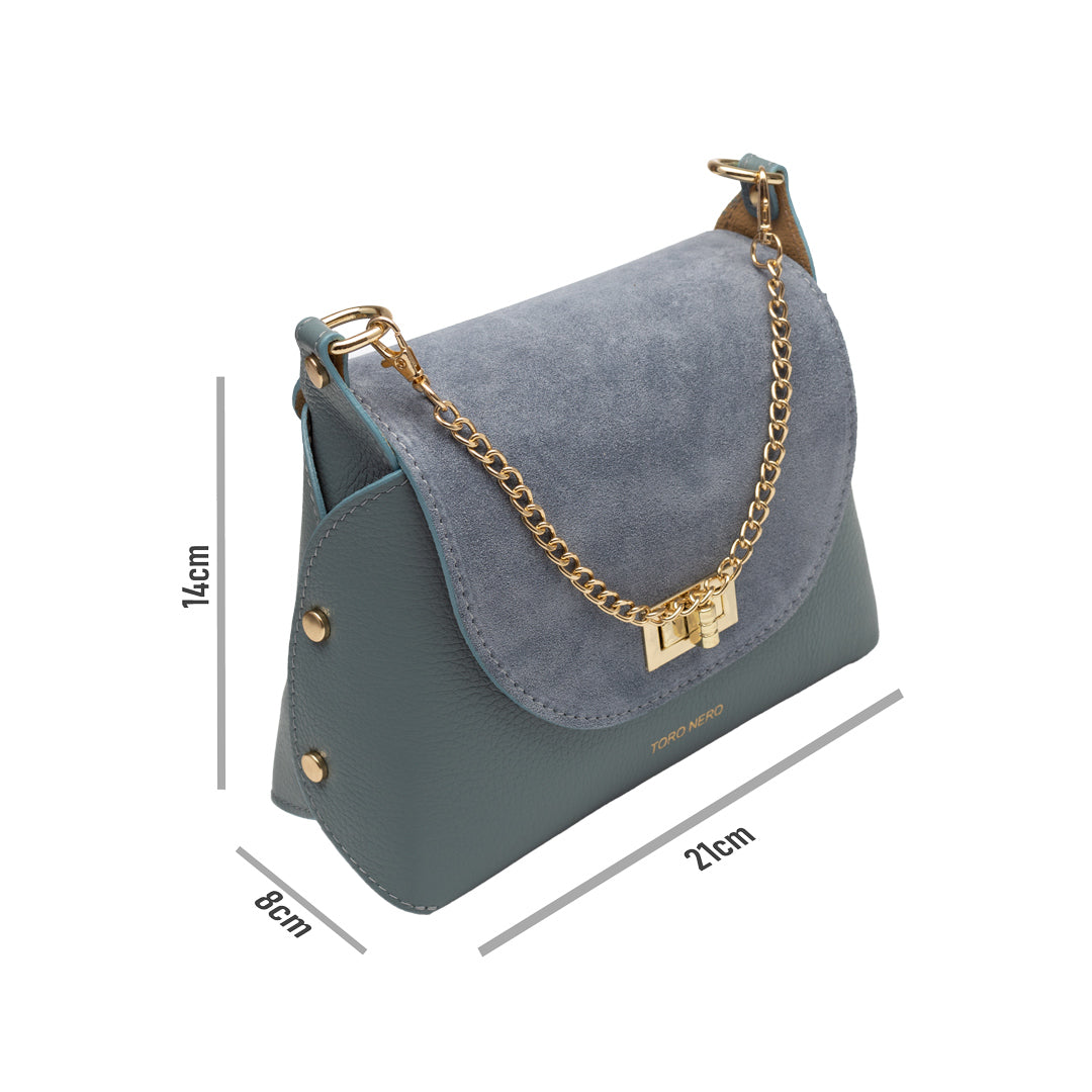 Women's bag made of natural suede leather, light blue Raisa