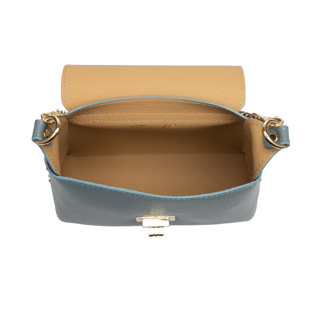 Women's bag made of natural suede leather, light blue Raisa