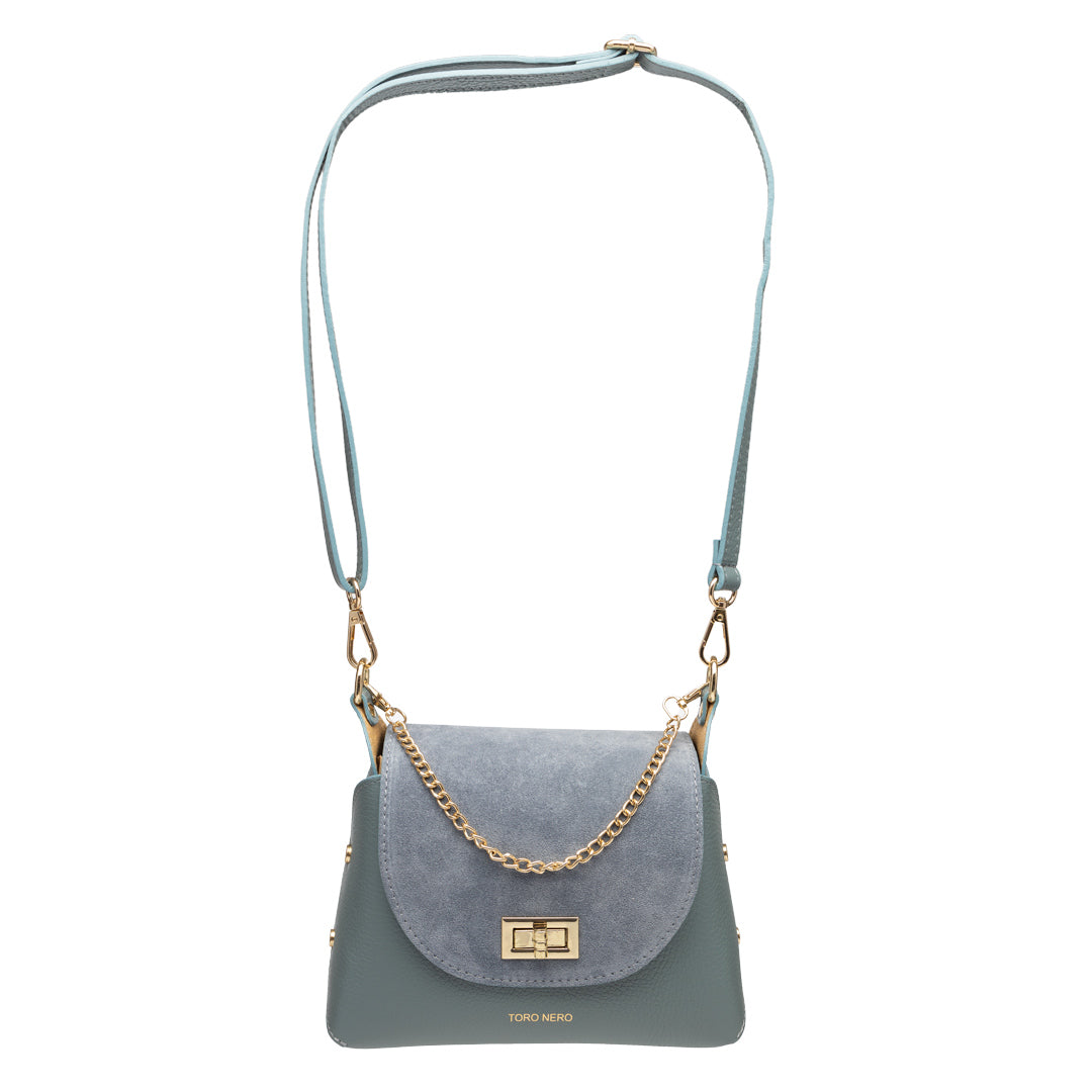 Women's bag made of natural suede leather, light blue Raisa
