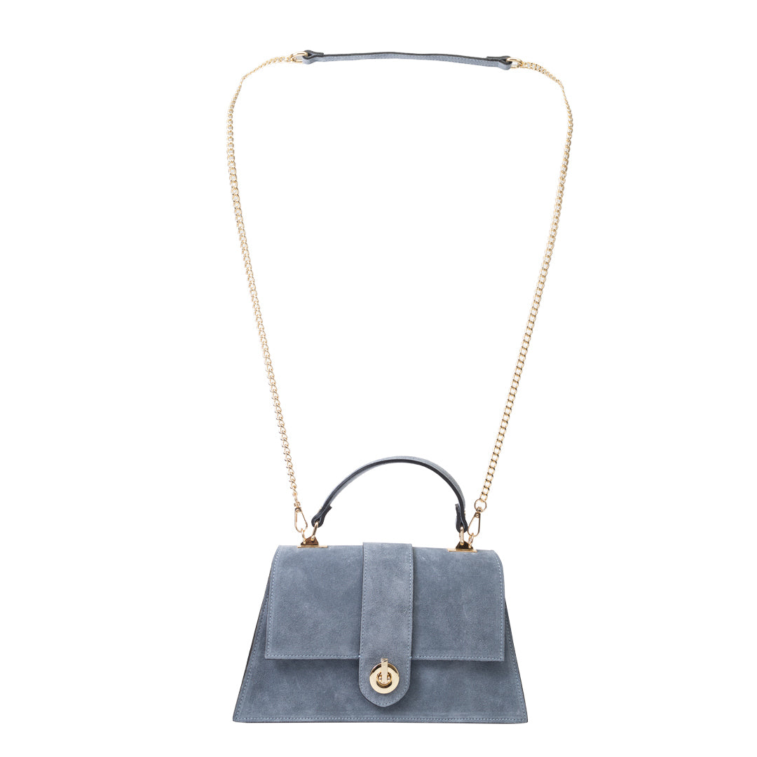 Women's bag made of light blue genuine leather Verona