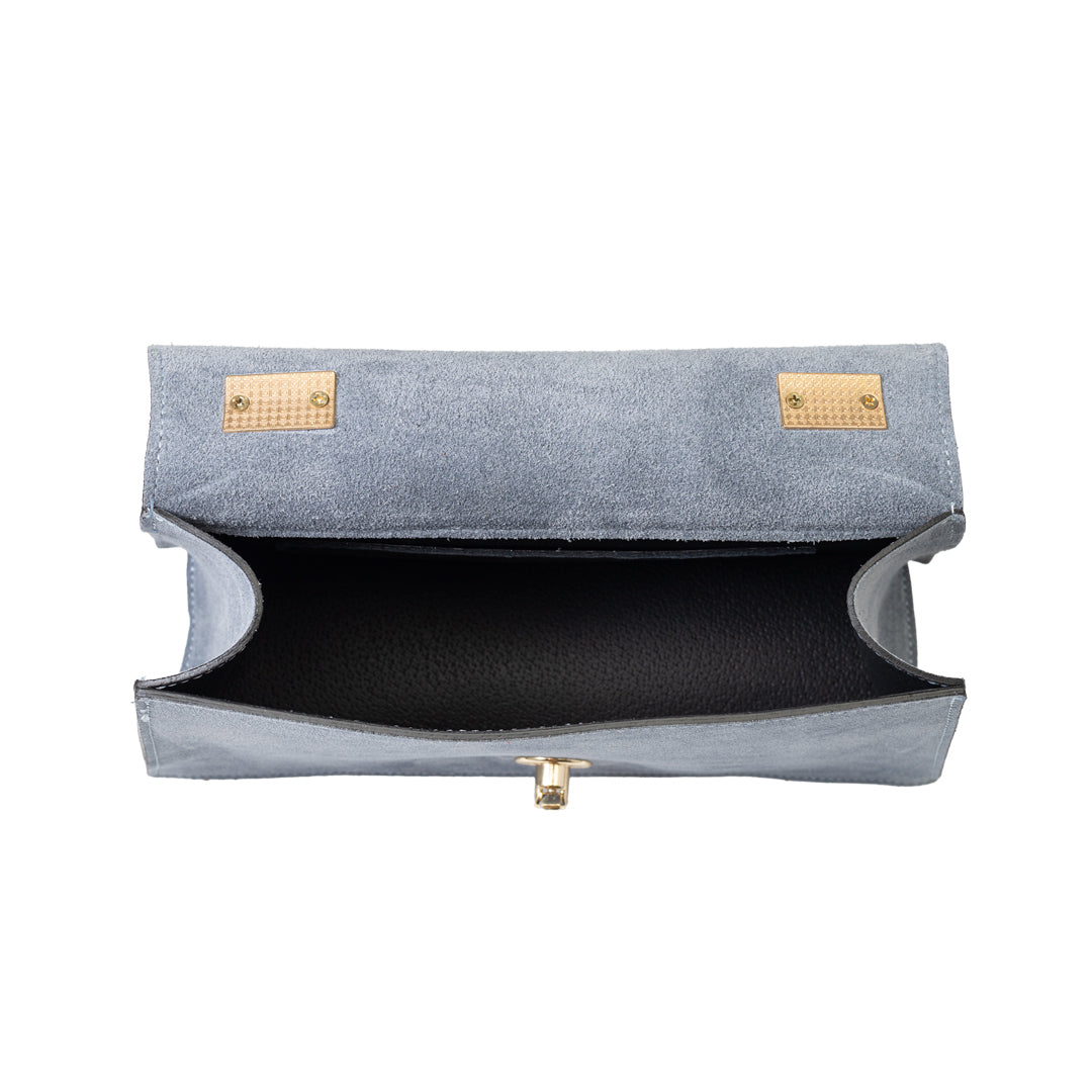 Women's bag made of light blue genuine leather Verona