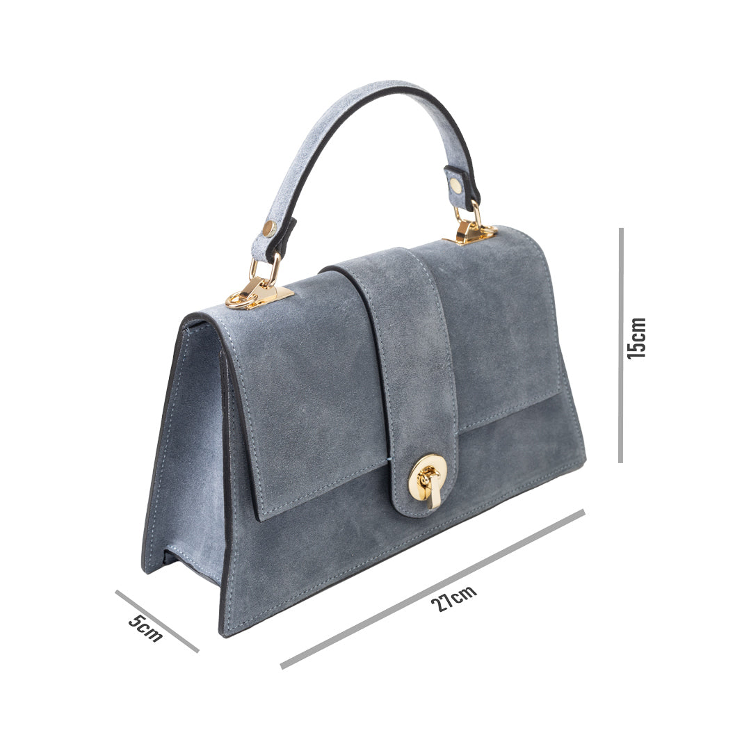 Women's bag made of light blue genuine leather Verona