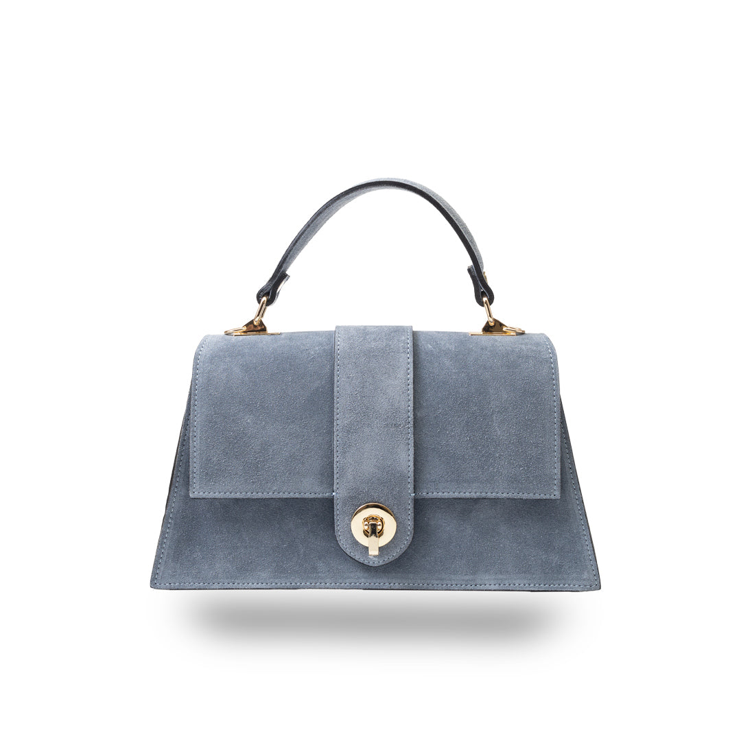 Women's bag made of light blue genuine leather Verona