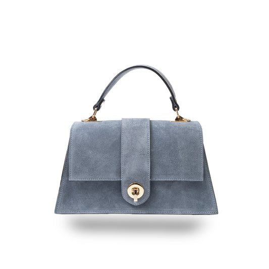 Women's bag made of light blue genuine leather Verona