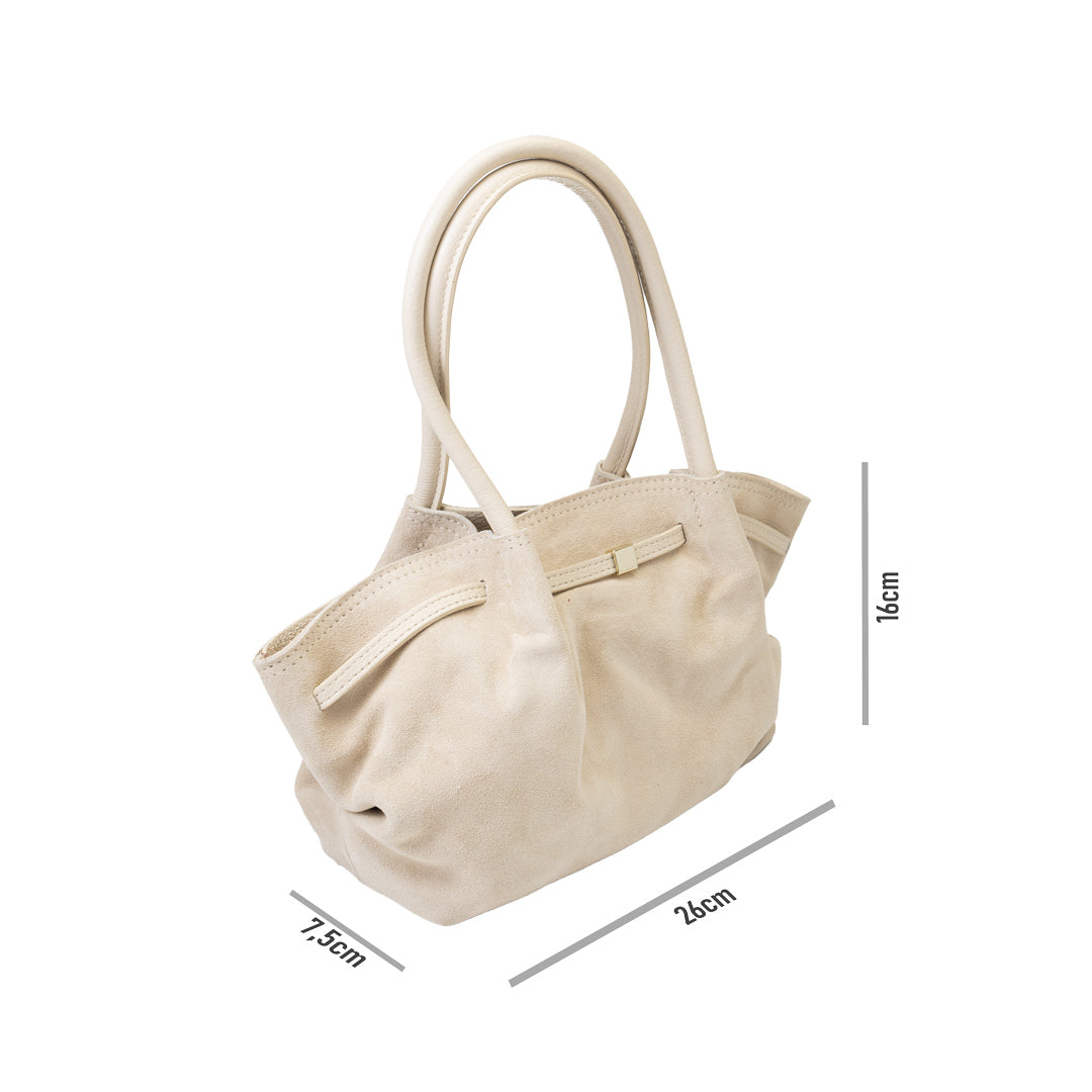 Women's bag made of beige genuine leather Elena