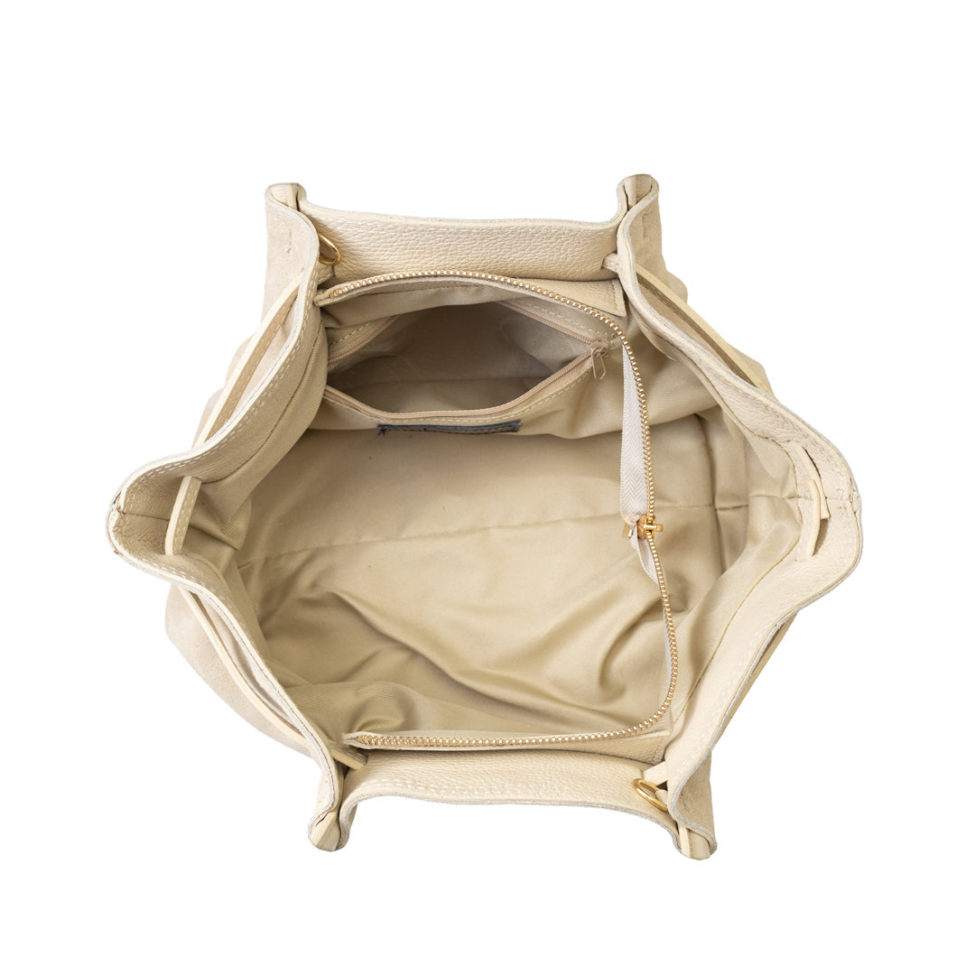 Women's bag made of beige genuine leather Elena