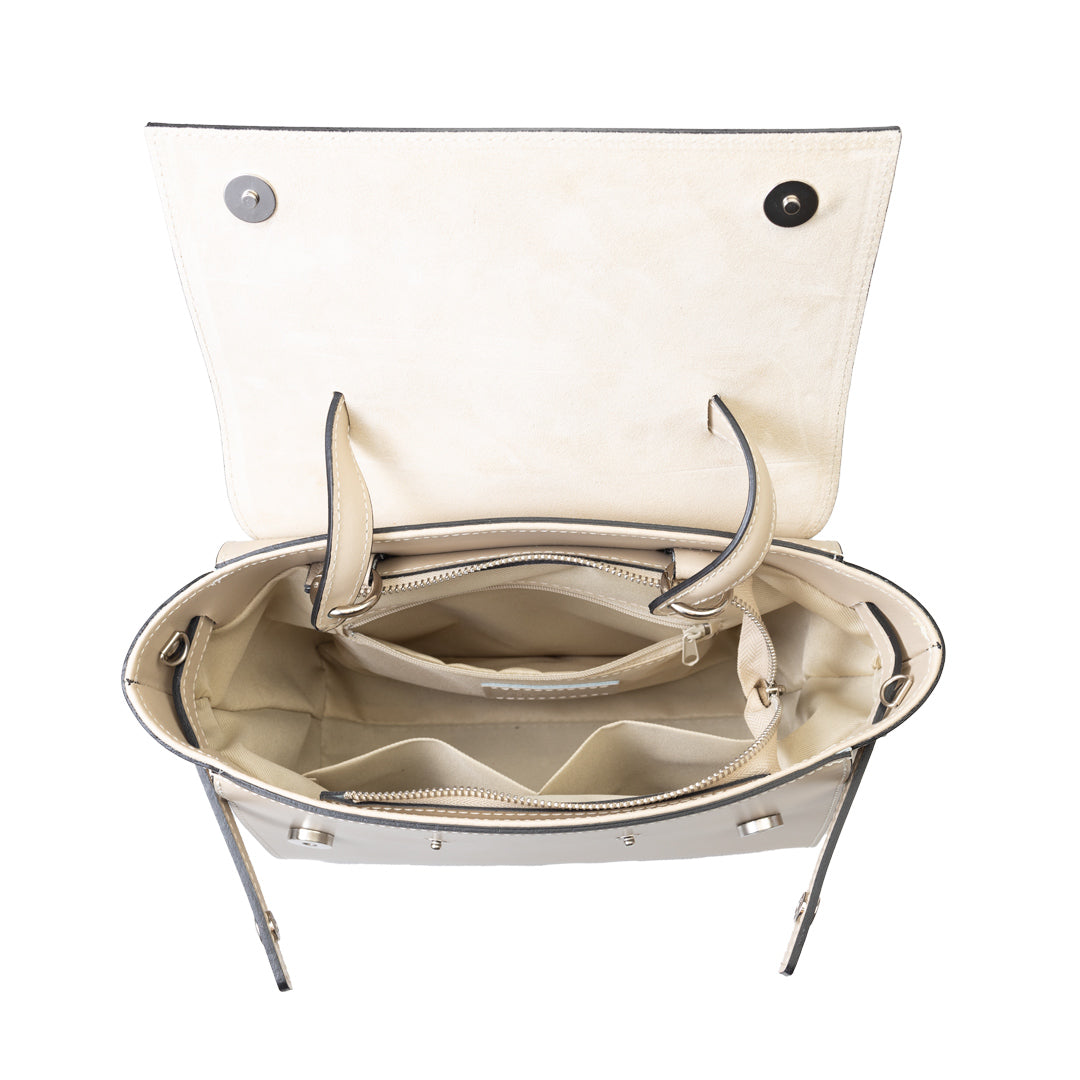 Women's bag made of beige genuine leather Erika