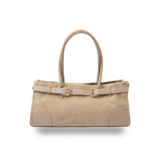 Women's bag made of beige genuine leather Evelin