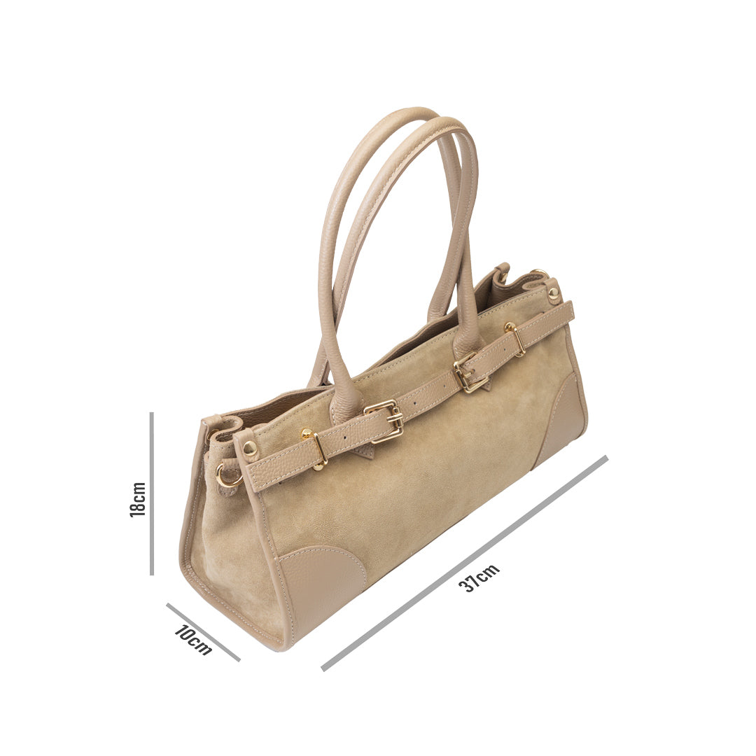 Women's bag made of beige genuine leather Evelin