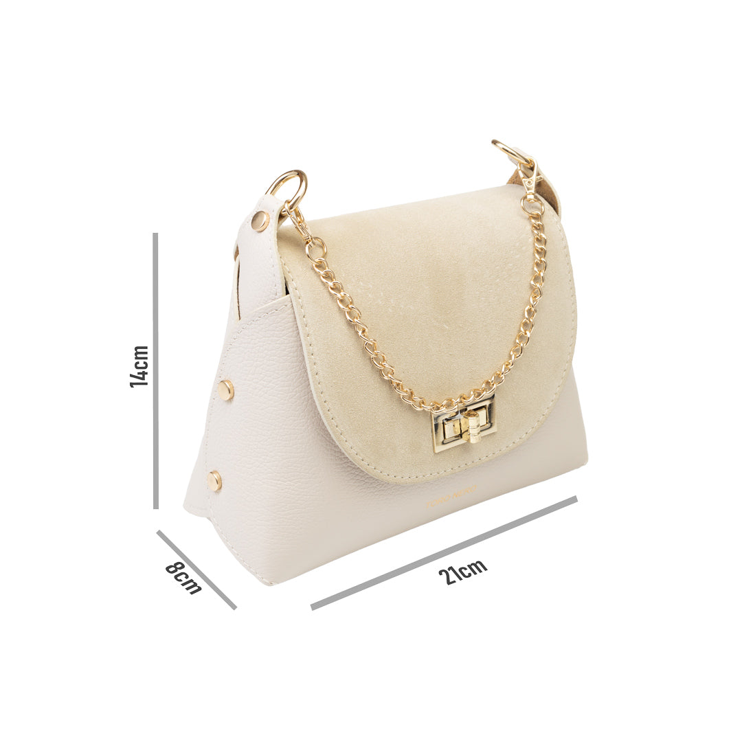 Women's bag made of natural suede leather, beige Raisa