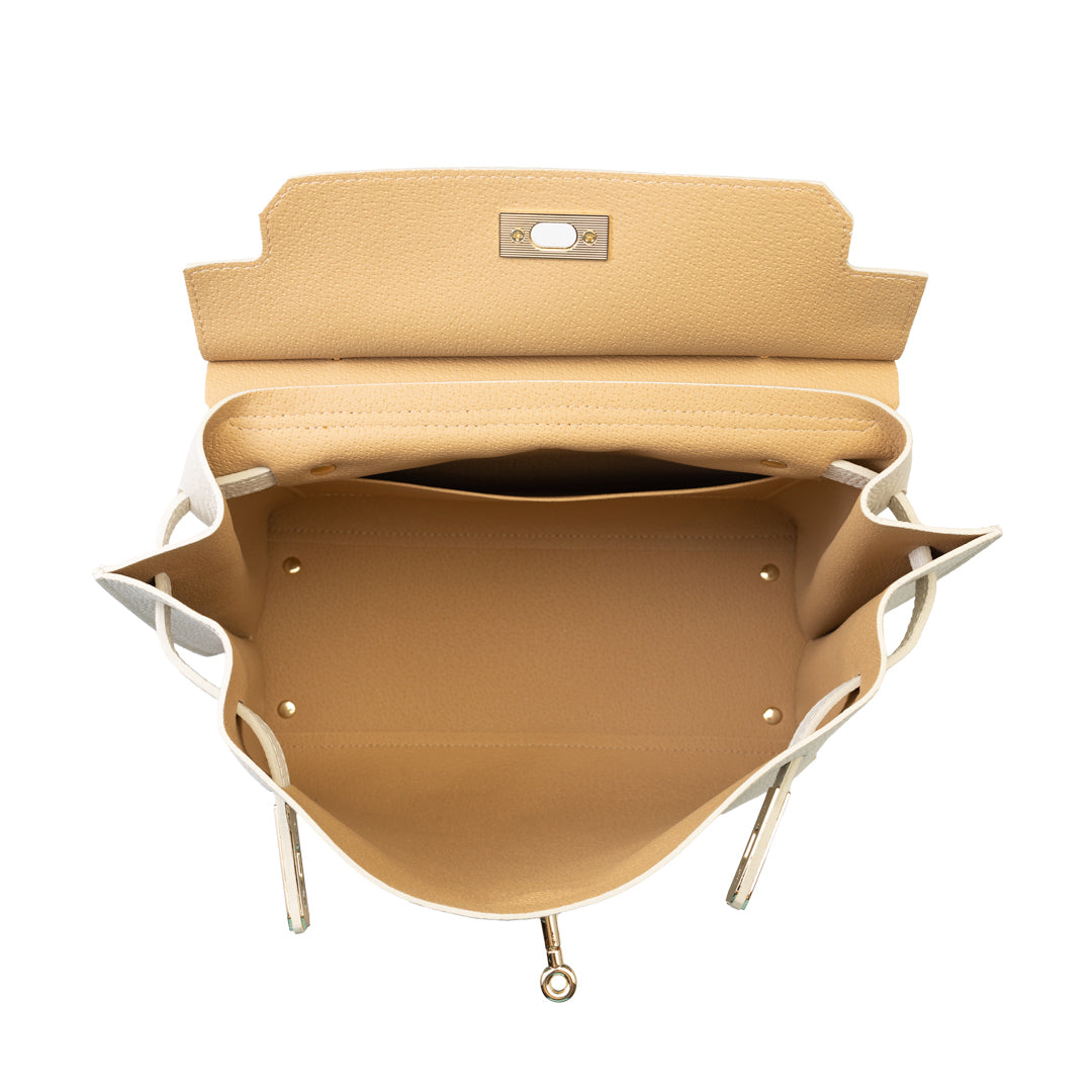 Borsa da donna in vera pelle beige Raluca