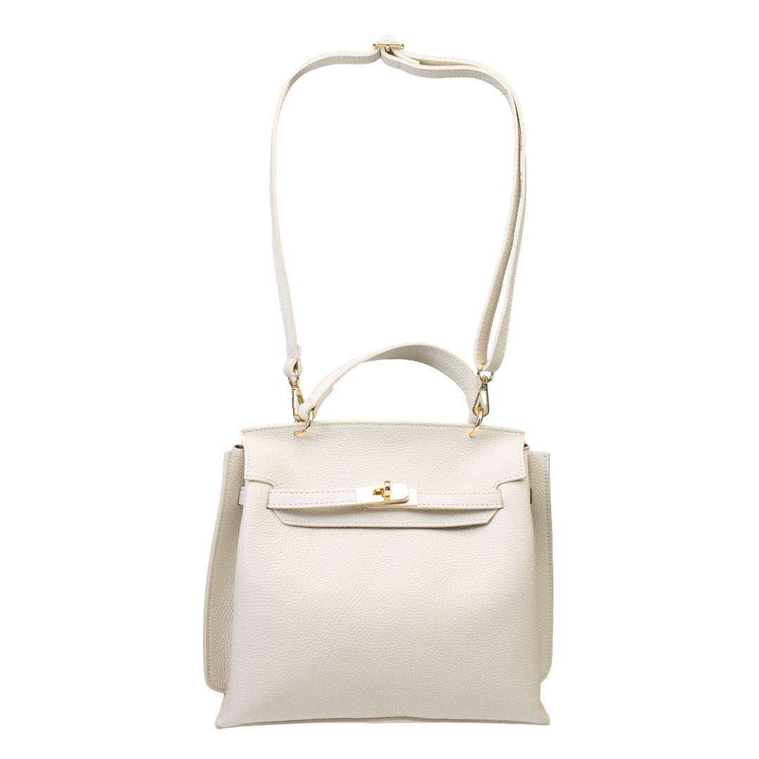 Borsa da donna in vera pelle beige Raluca