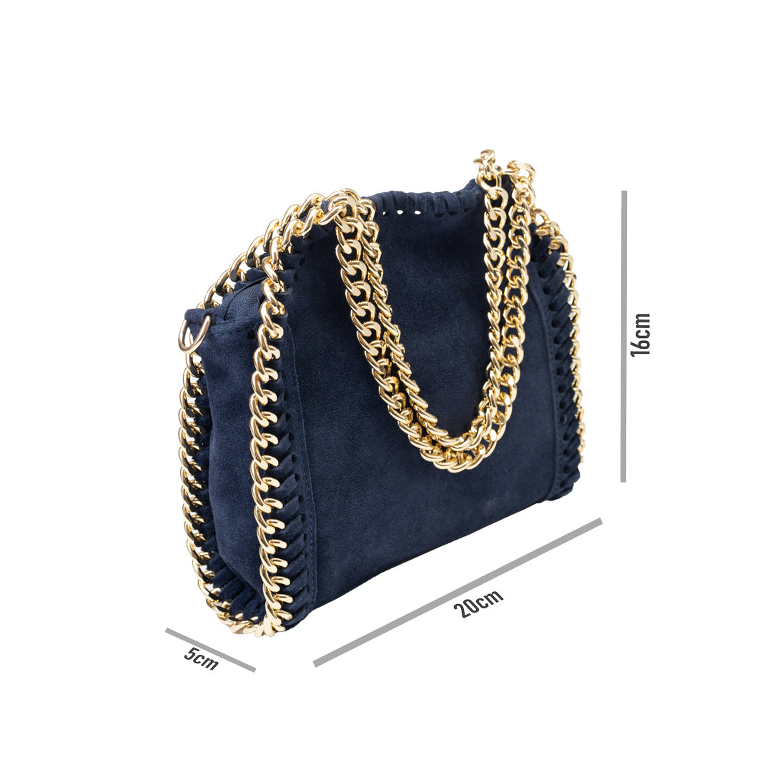 Women's bag made of natural navy leather Ilona