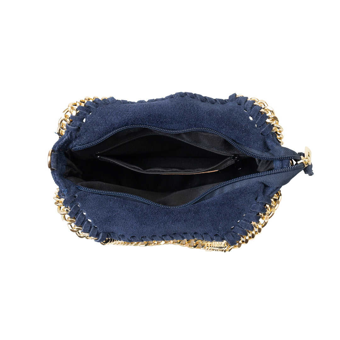 Women's bag made of natural navy leather Ilona