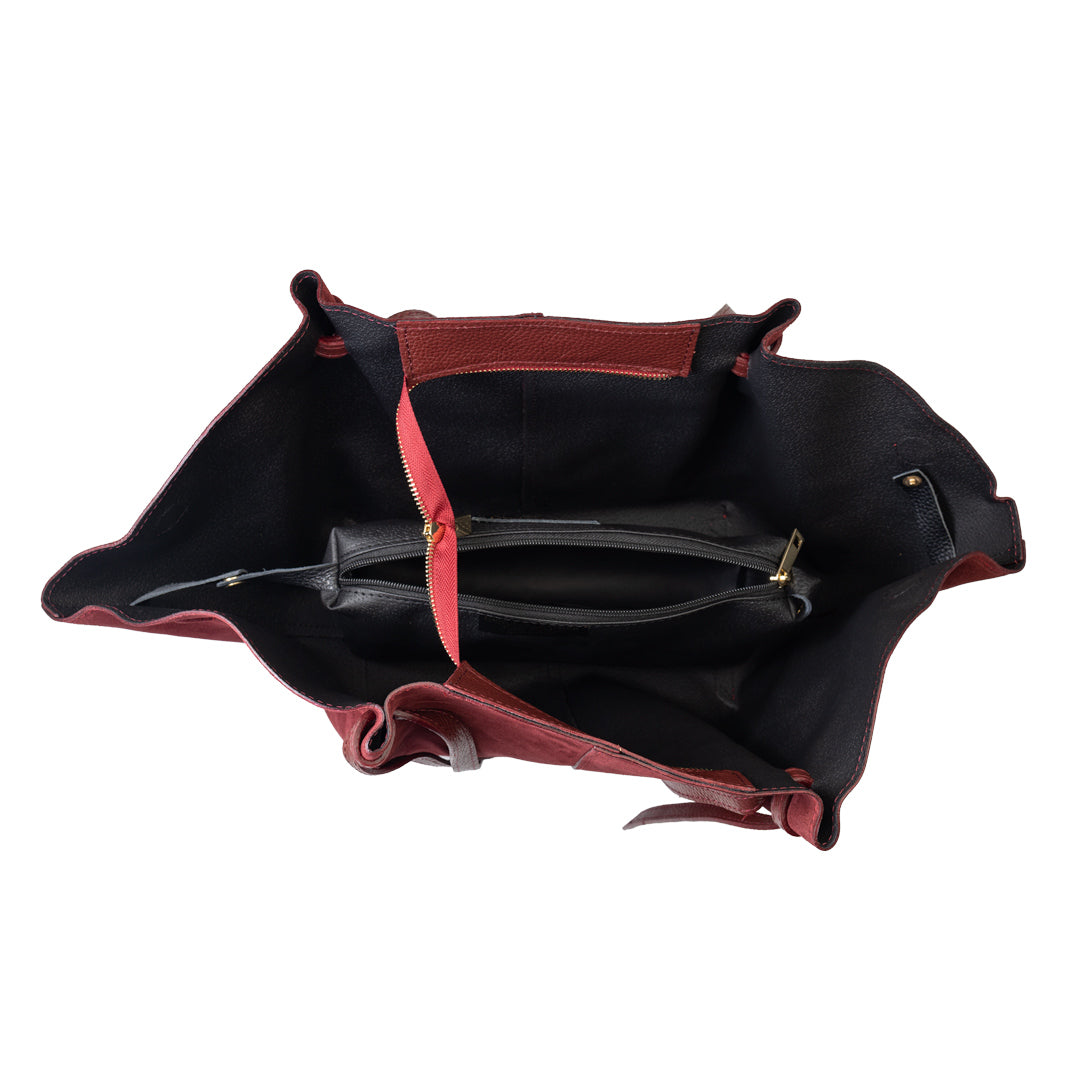 Women's burgundy genuine leather bag Alice
