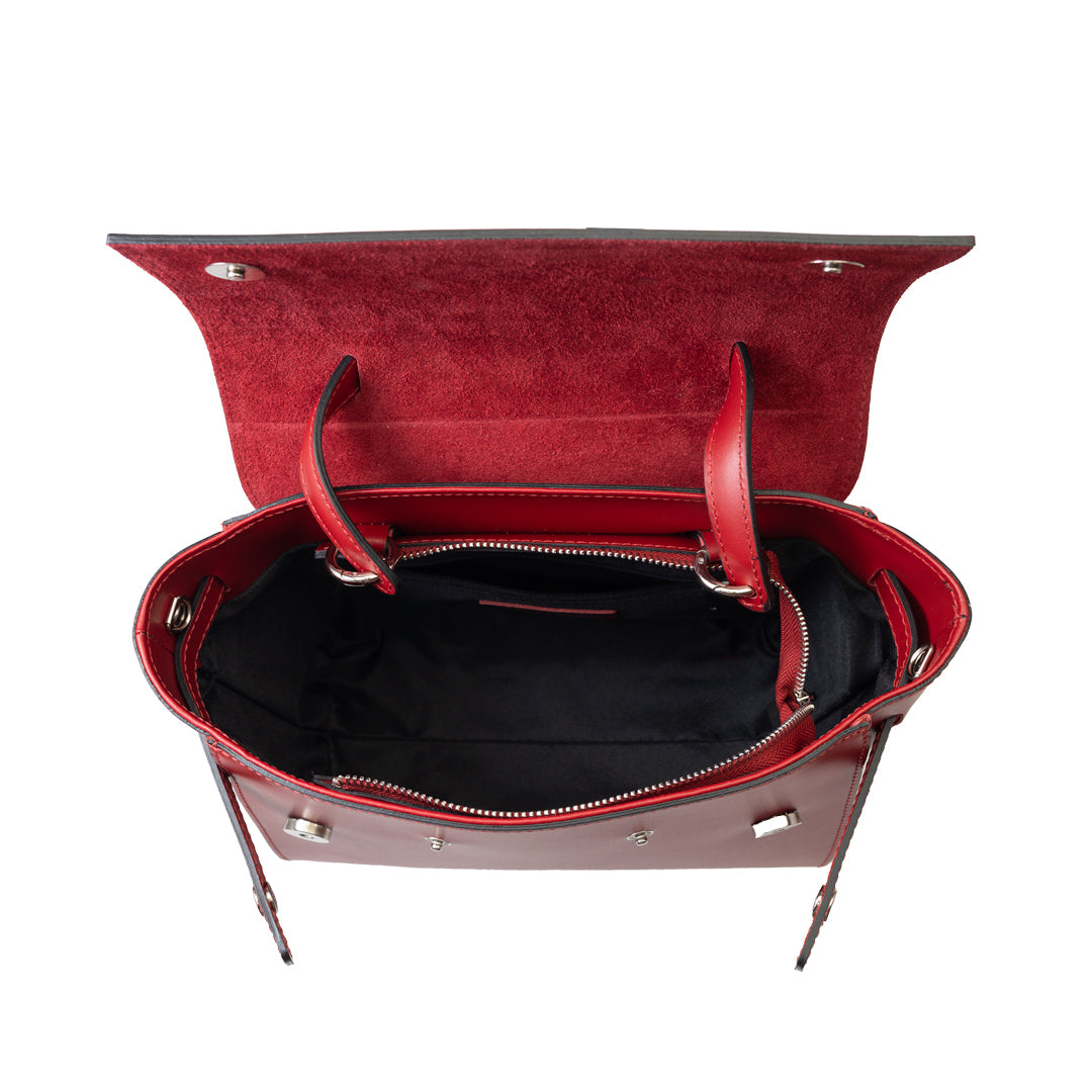 Women's burgundy genuine leather bag Erika