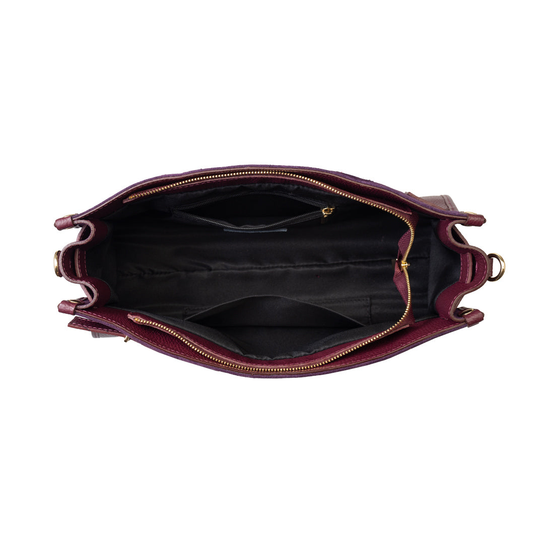 Women's bag made of burgundy genuine leather Evelin