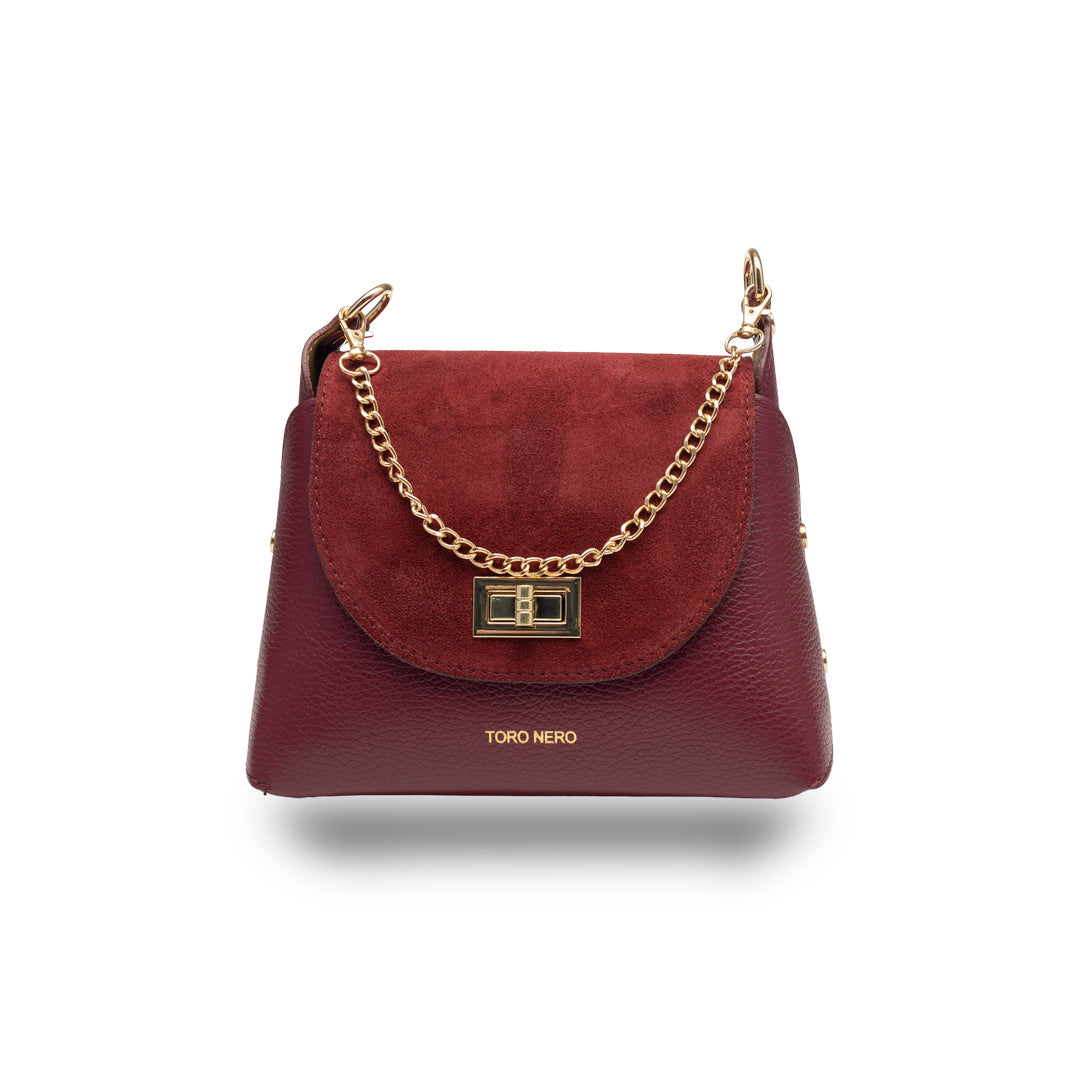 Women's bag made of natural suede leather, burgundy Raisa